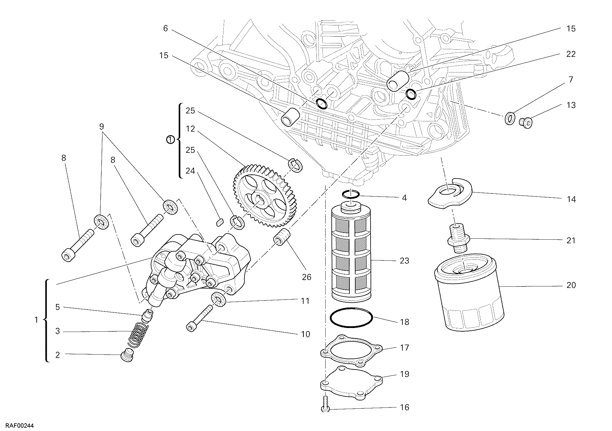 009 POMPE A HUILE FILTRE POUR SUPERBIKE 1098 2007