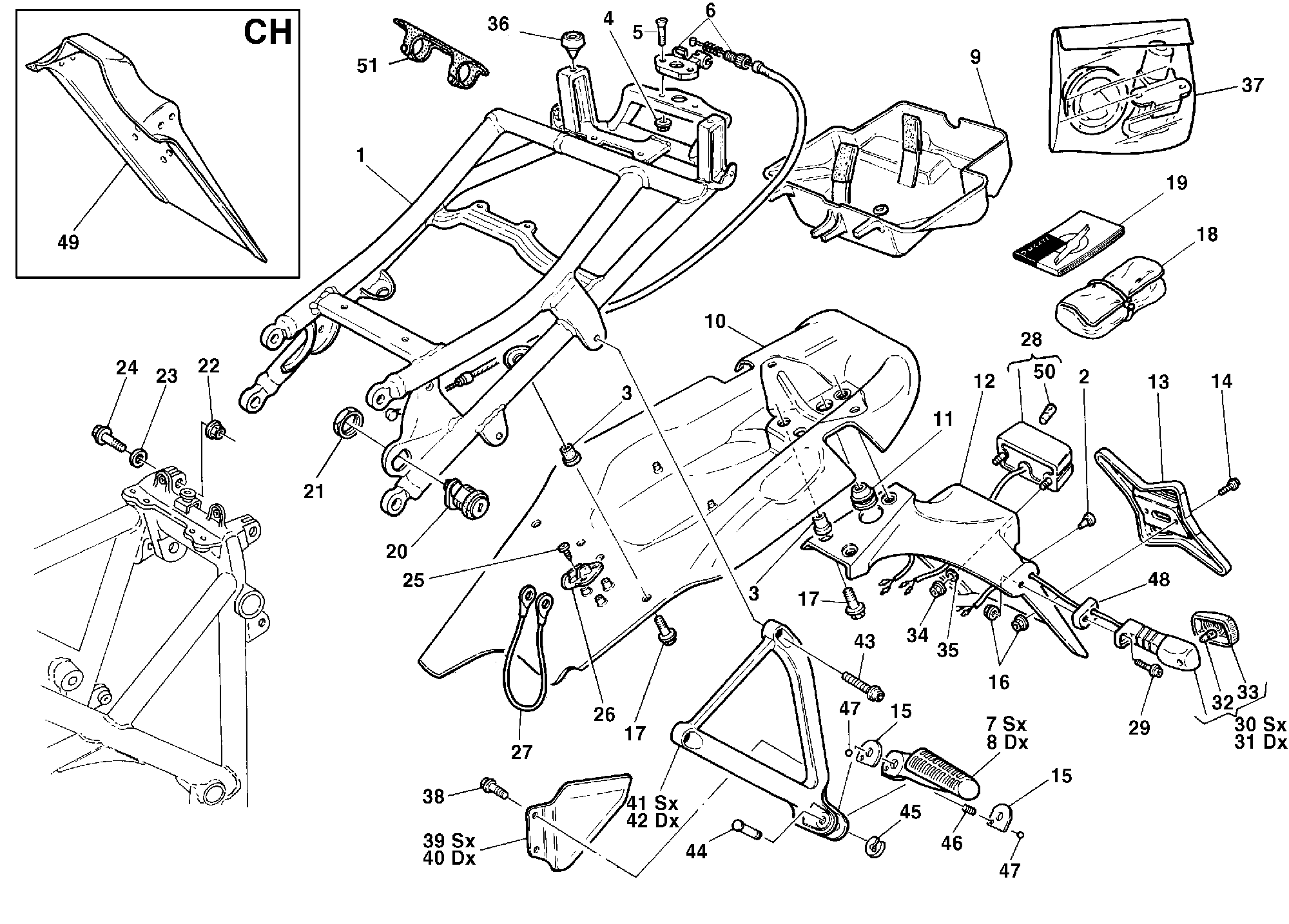 290 CADRE ARRIERE POUR SUPERBIKE 748 1999