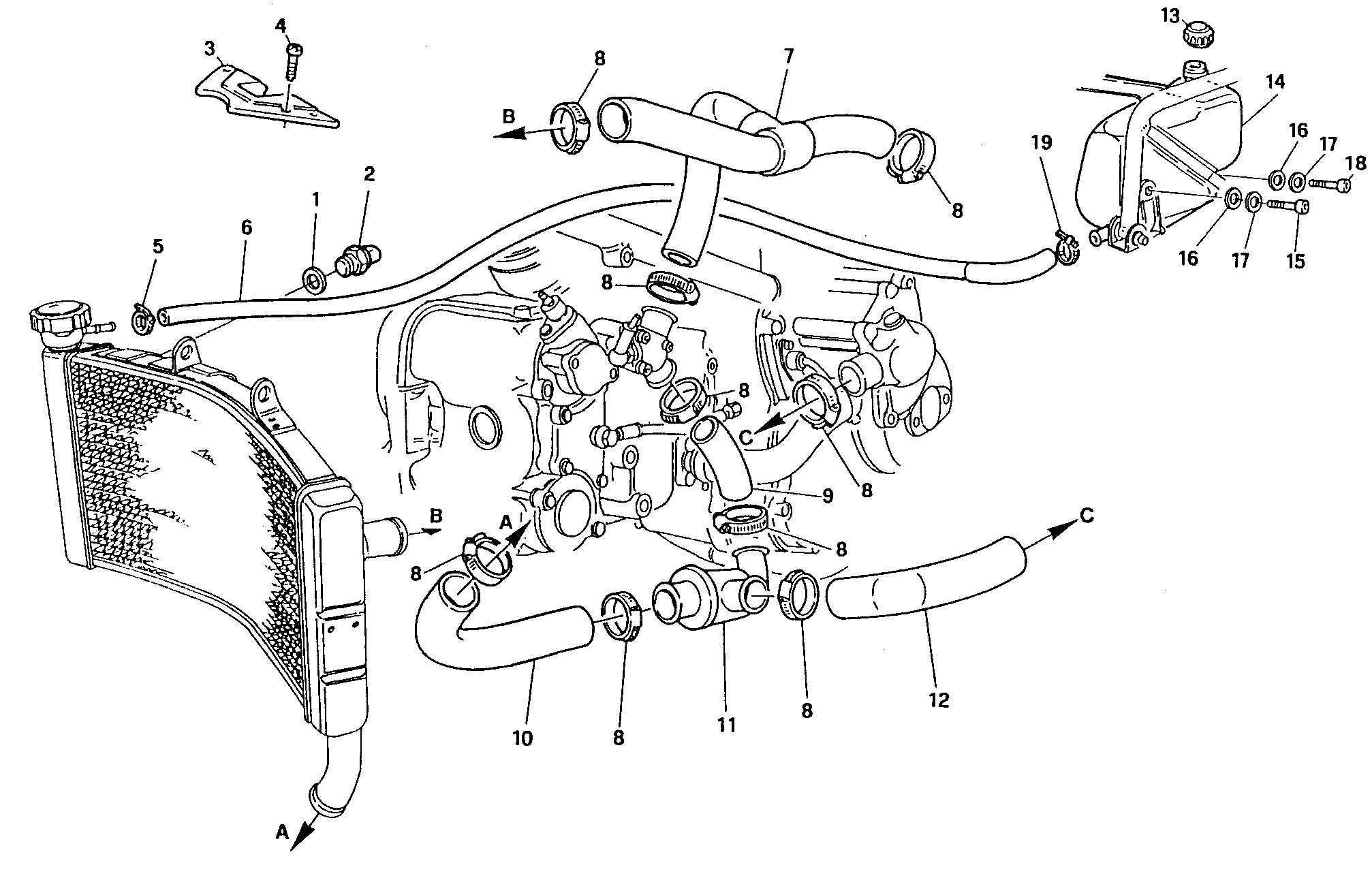 330 CIRCUIT DE REFROIDISSEMENT POUR SUPERBIKE 851 1992