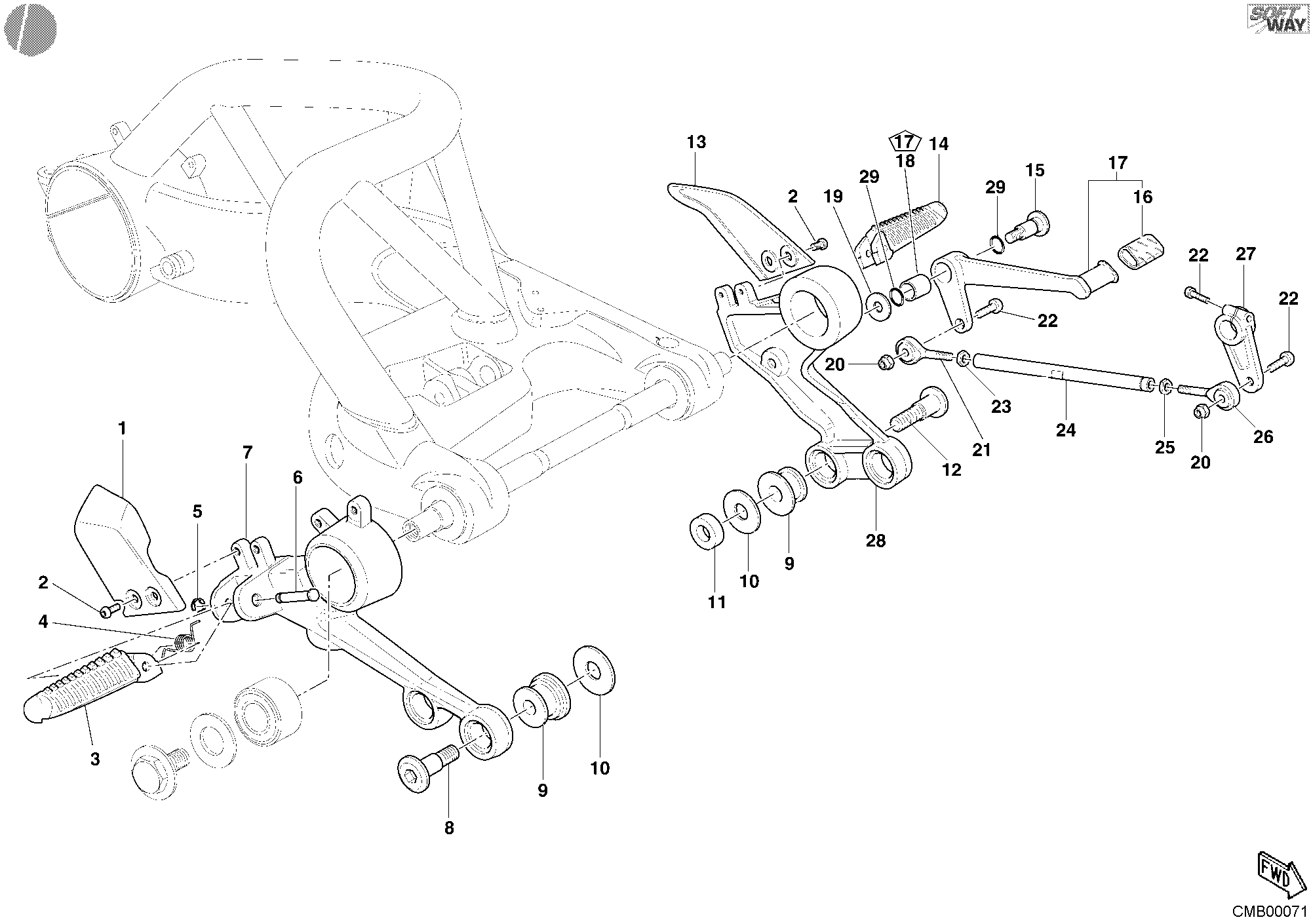 026 REPOSE PIEDS POUR MONSTER S2R 800 DARK 2005