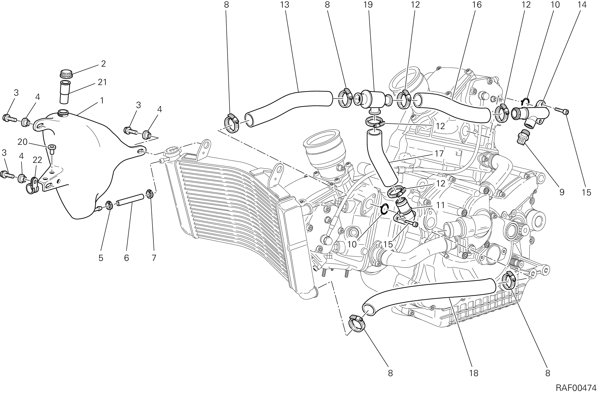 030 CIRCUIT DE REFROIDISSEMENT POUR SPORT TOURING ST3 2005