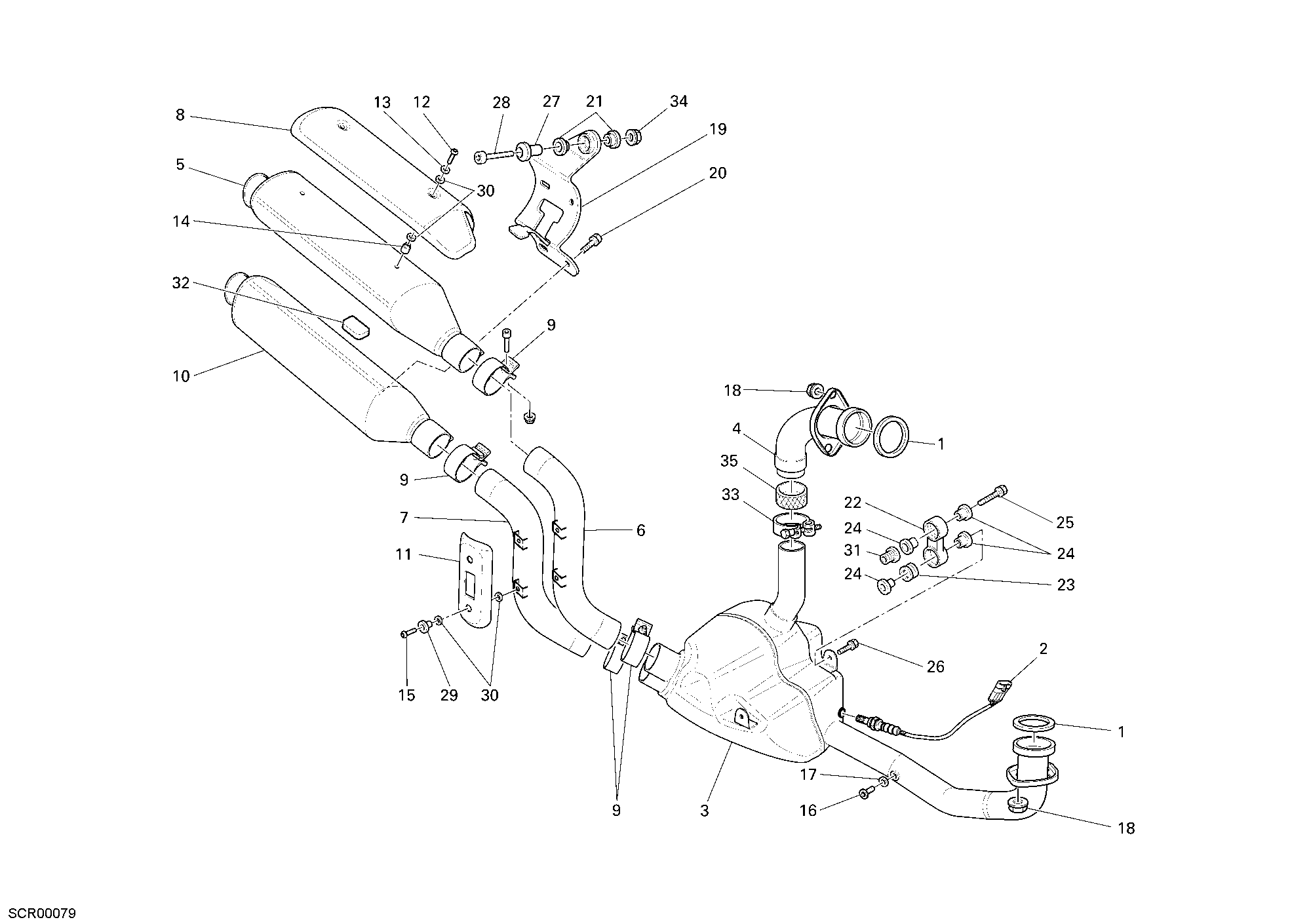 023 ECHAPPEMENT POUR MONSTER S2R 1000 2007