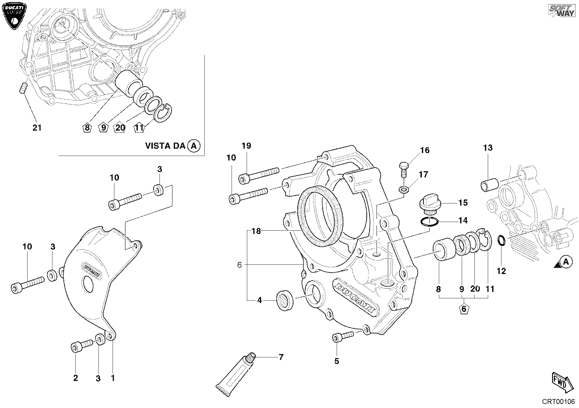 005 COUVERCLE EMBRAYAGE POUR SUPERBIKE 998 RS 2002