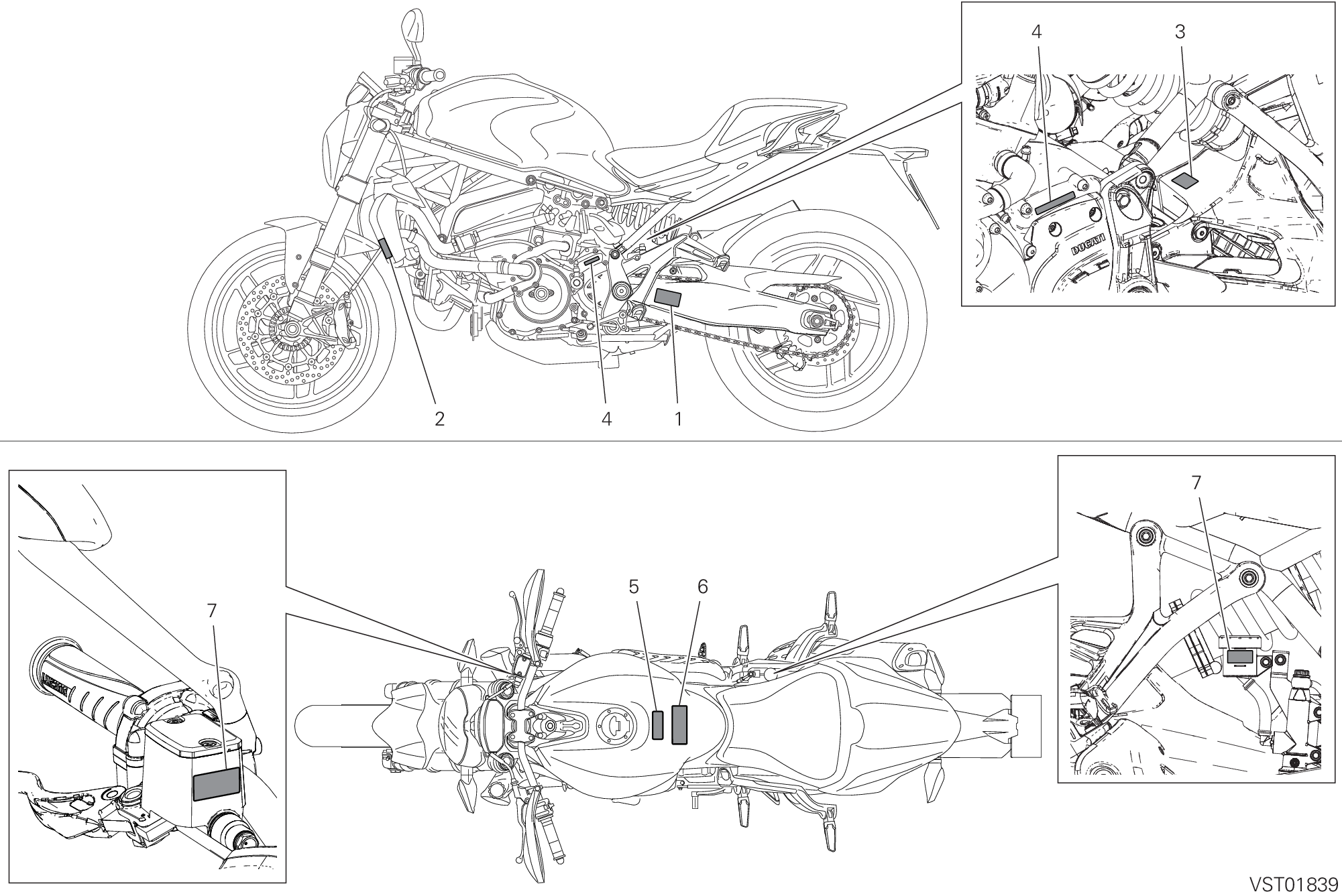 036 POSITIONNEMENT DE PLACEMENT POUR MONSTER 821 2018