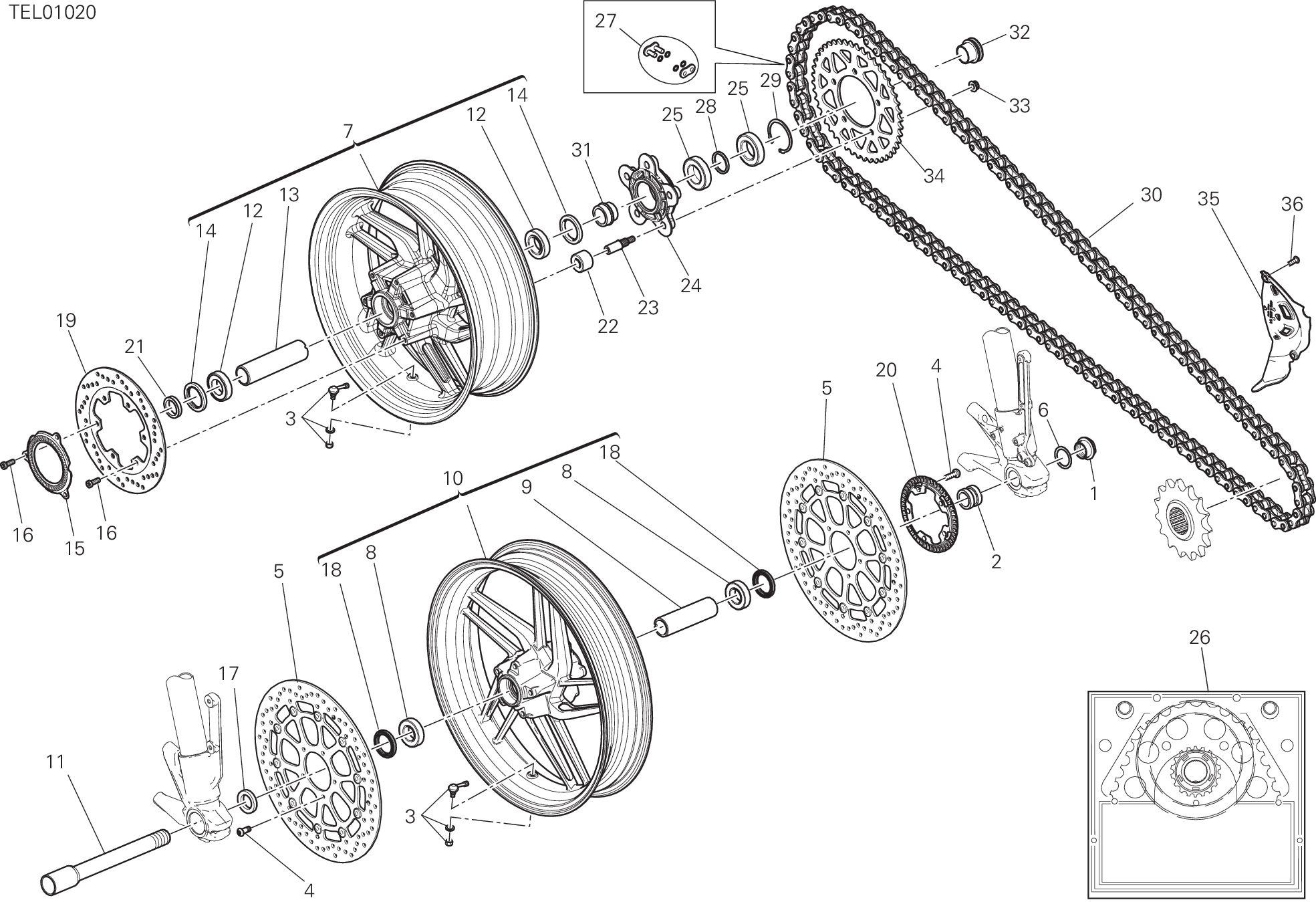 026 RUOTA ANTERIORE E POSTERIORE POUR MONSTER 821 2015