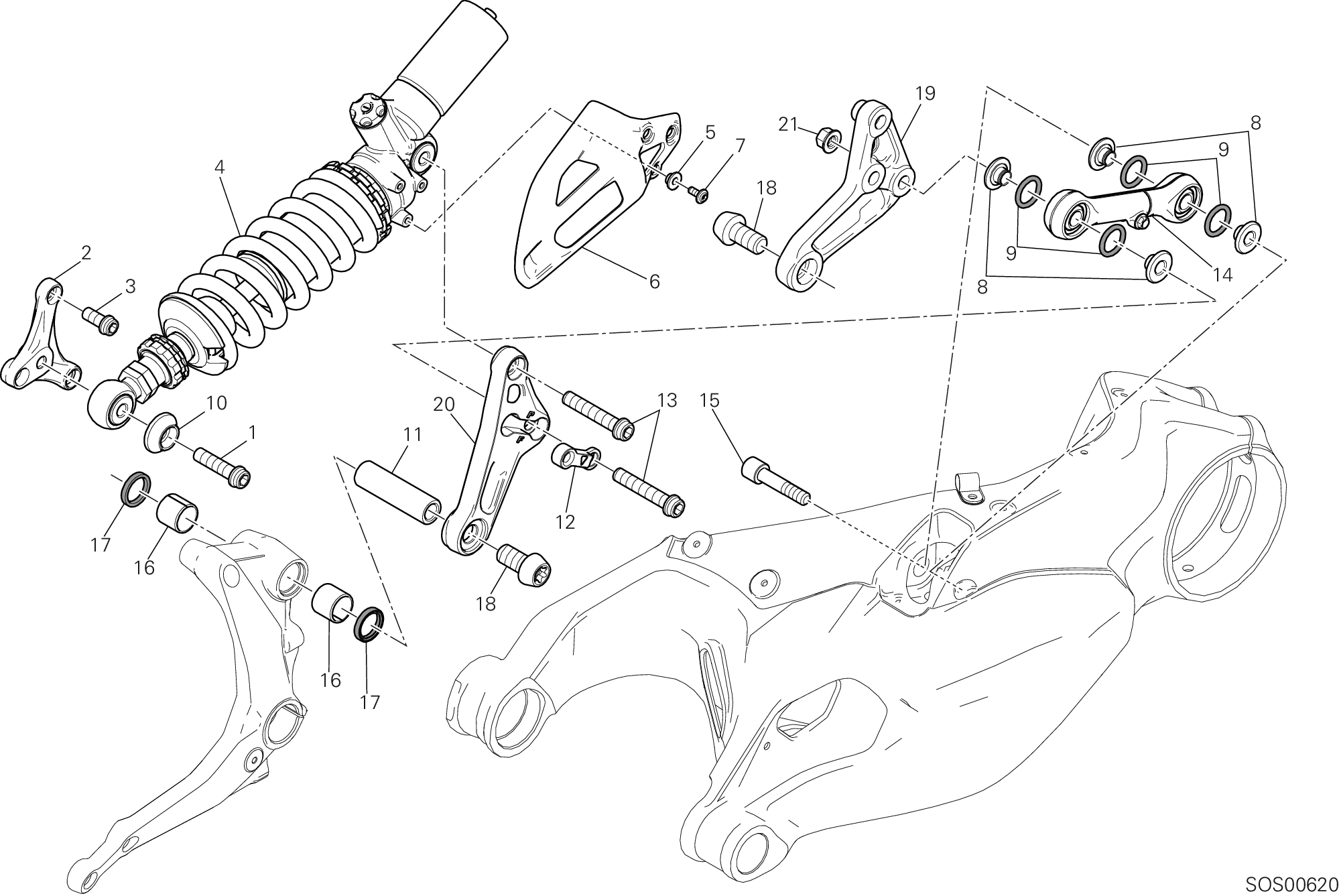 028 SOSPENSIONE POSTERIORE POUR SUPERBIKE 1199 PANIGALE 2013