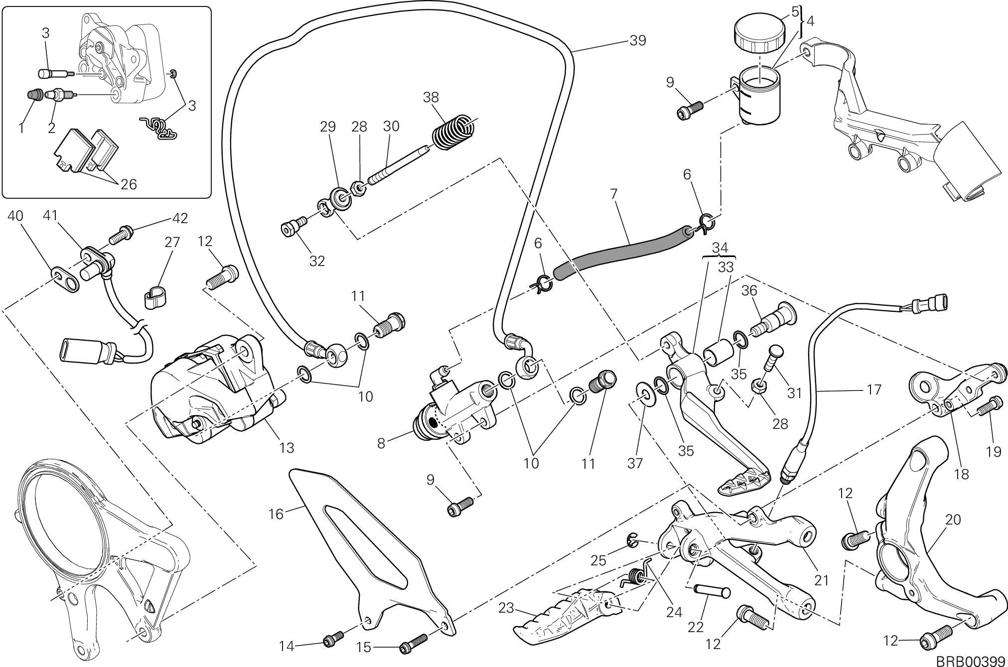 025 SYSTEME DE FREIN ARRIERE POUR SUPERBIKE 1199 PANIGALE S 2012