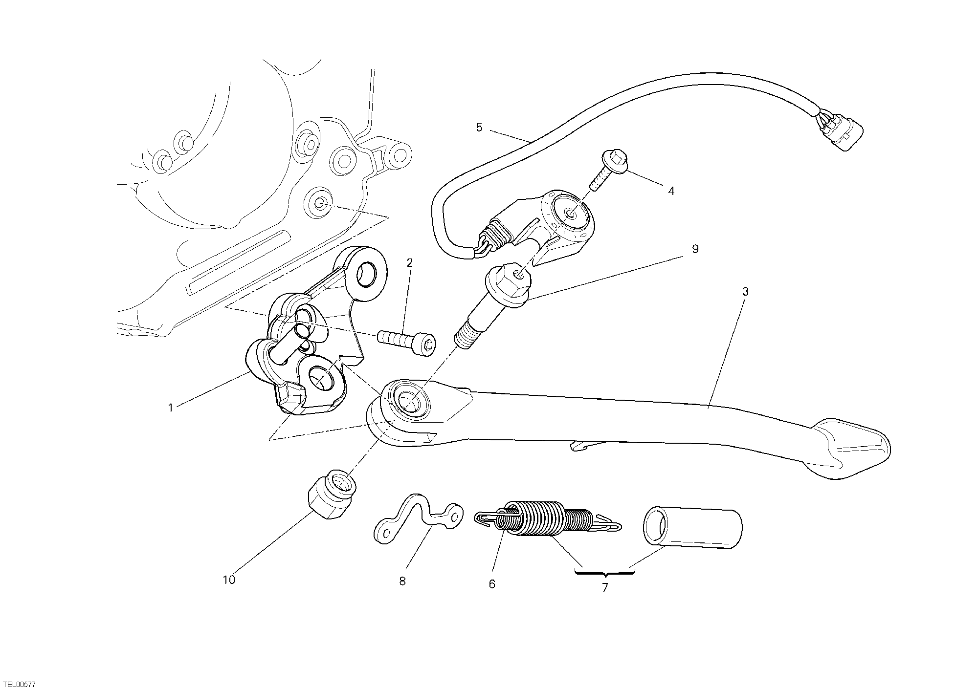 017 BEQUILLE LATERALE POUR MONSTER 1100 S ABS 2010