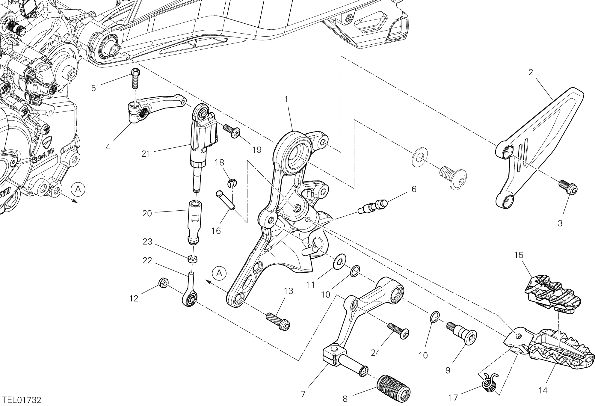 25A REPOSE PIEDS GAUCHE POUR HYPERMOTARD 698 MONO RVE 2024