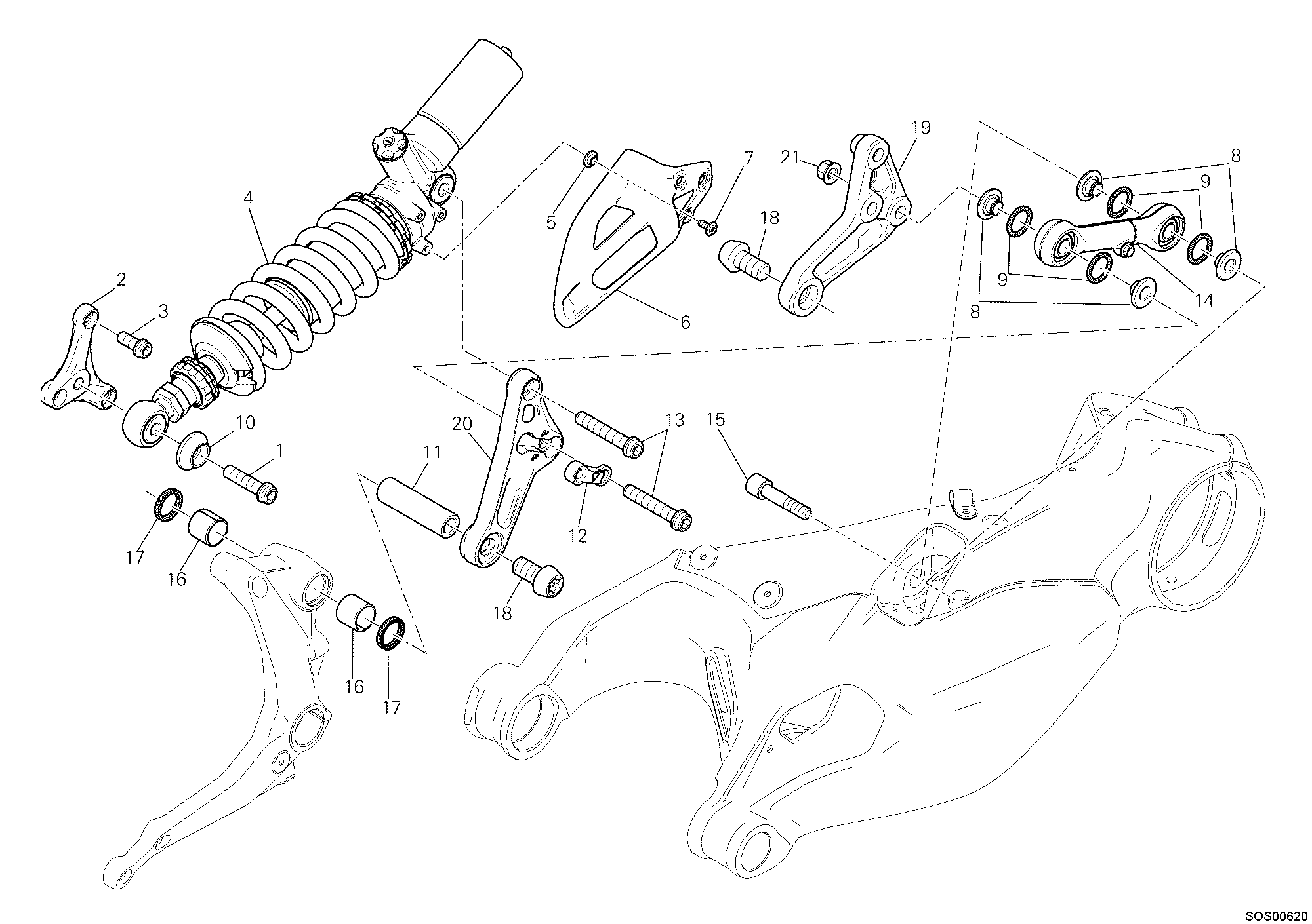 028 AMORTISSEUR ARRIERE POUR SUPERBIKE 1199 PANIGALE ABS 2012