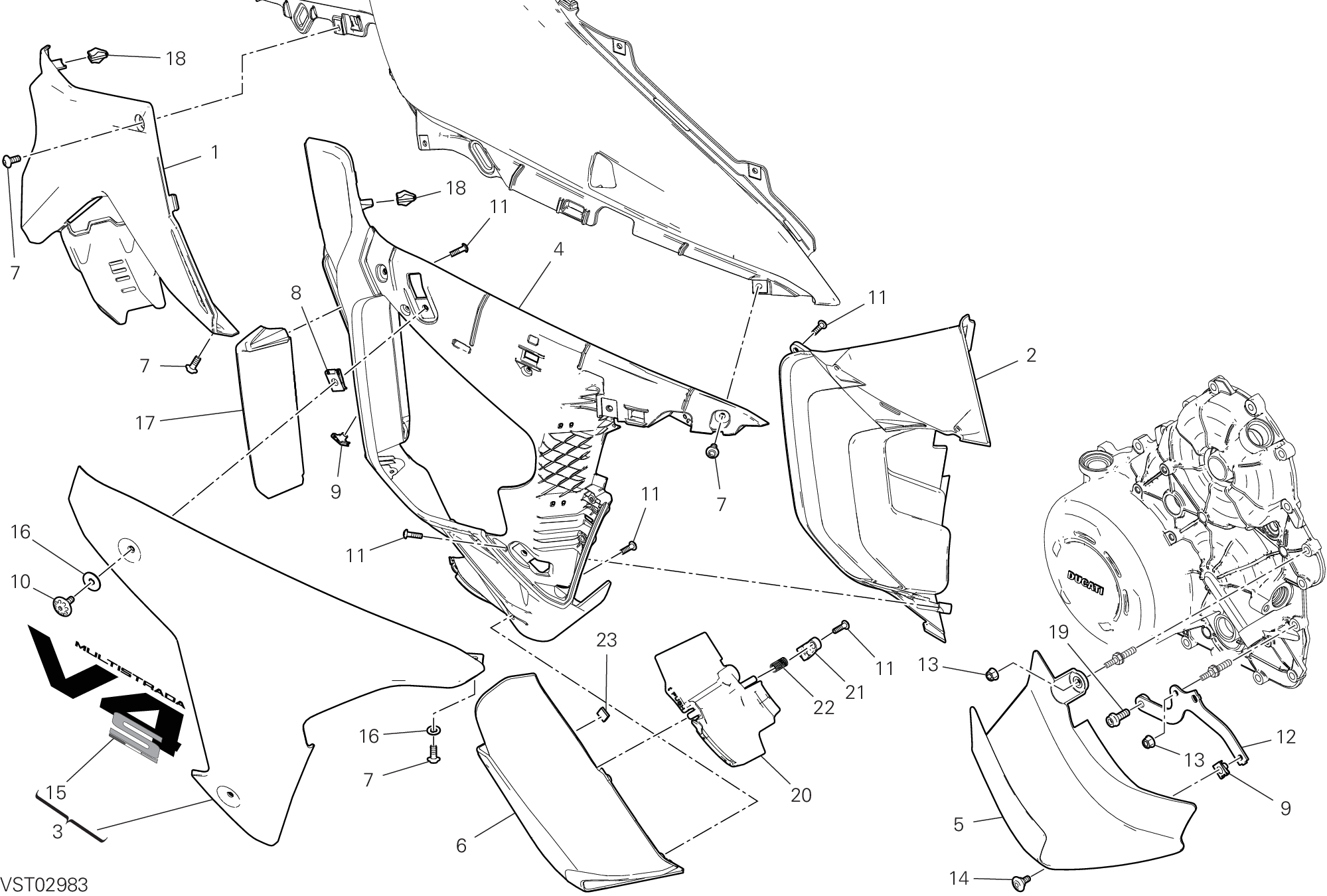 37E PANNEAU LATERAL DROIT POUR MULTISTRADA V4S 2025