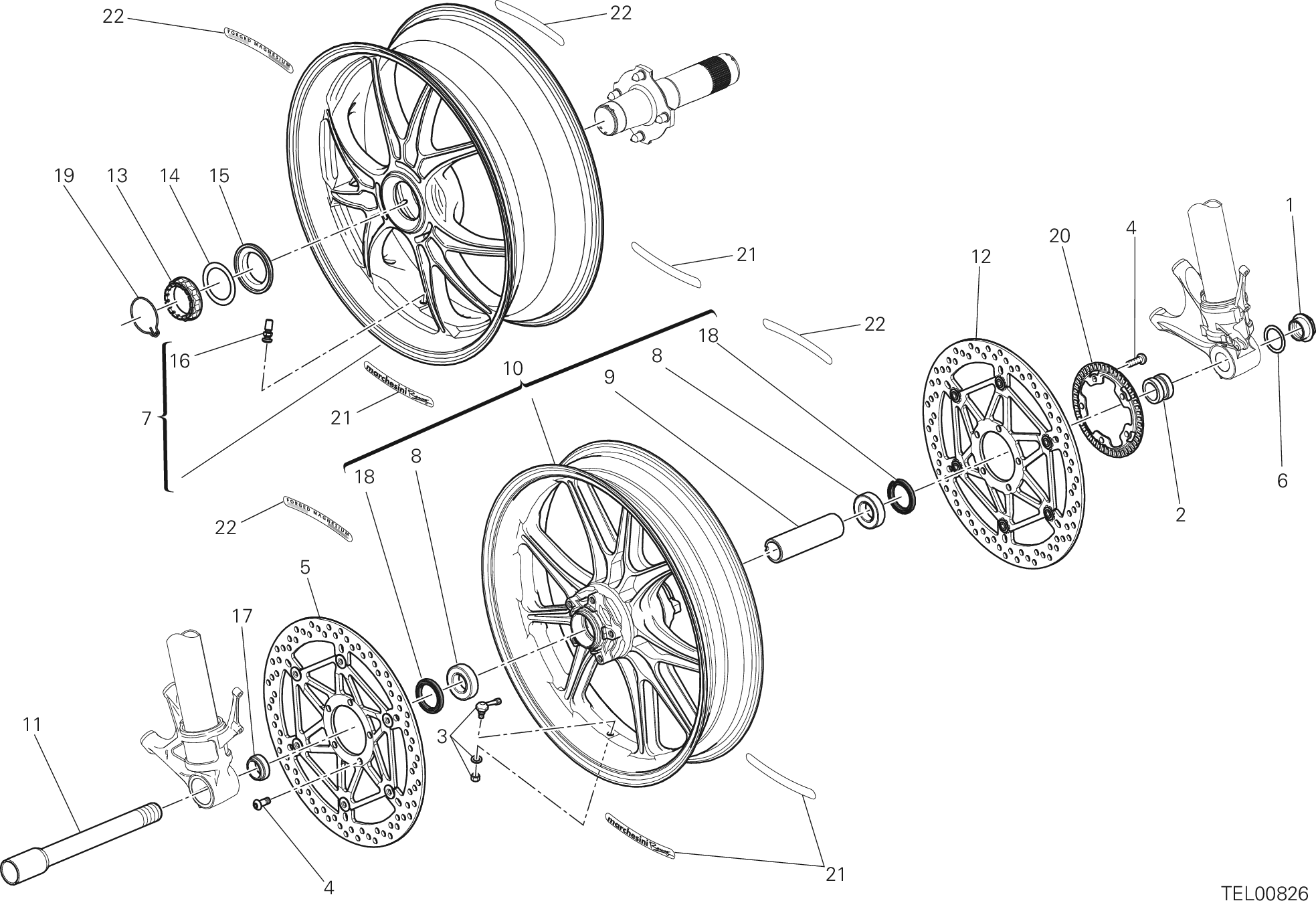 026 RUOTA ANTERIORE E POSTERIORE POUR SUPERBIKE 1199 PANIGALE SUPERLEGGERA 2014
