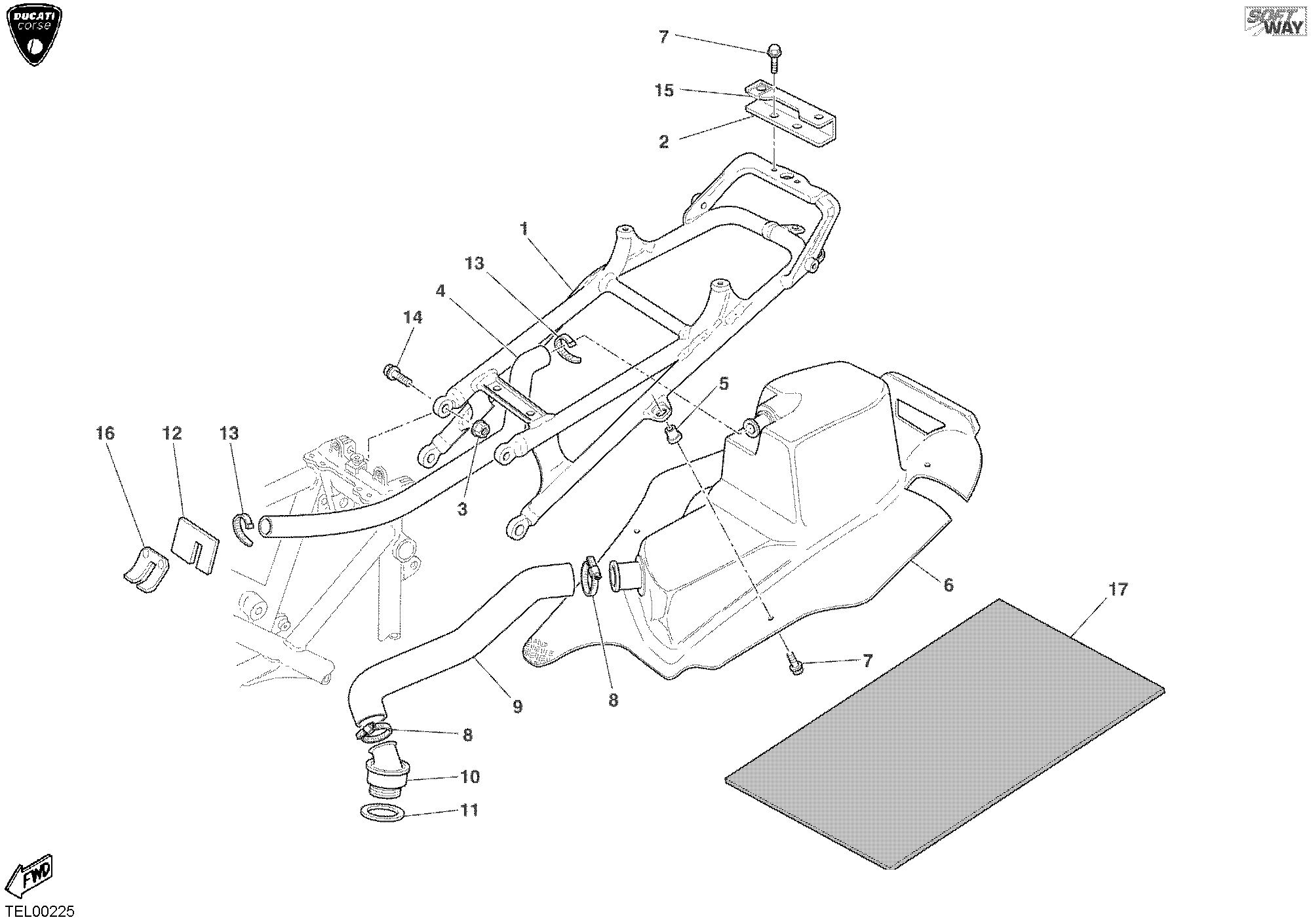 029 CADRE ARRIERE POUR SUPERBIKE 998 RS 2003