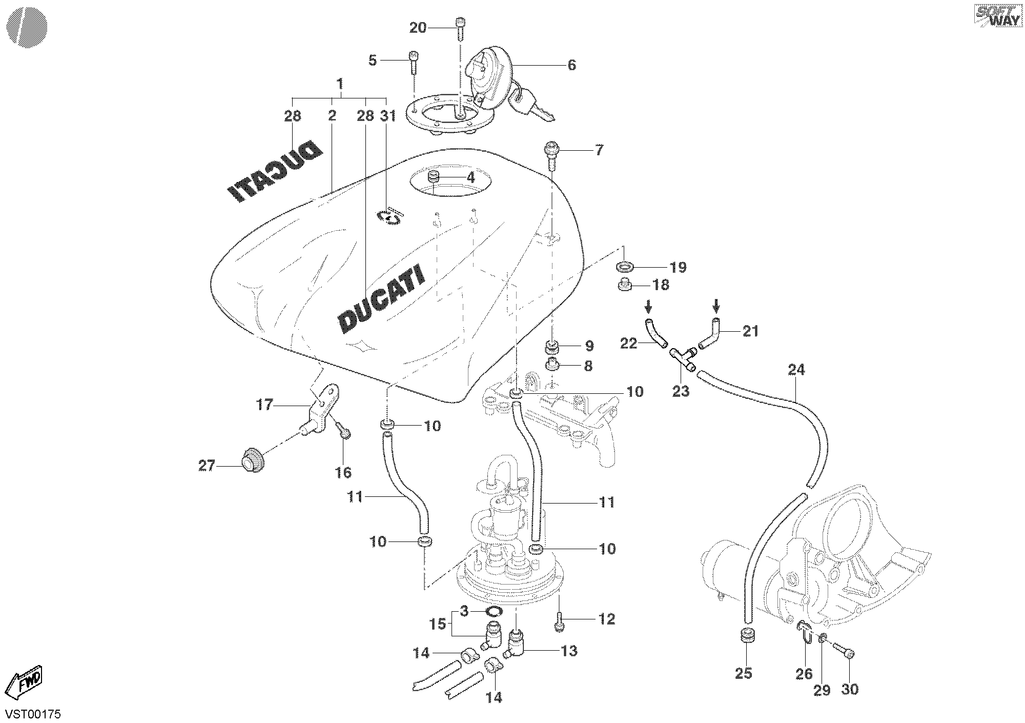 034 RESERVOIR CARBURANT POUR SUPERBIKE 748 S 2002