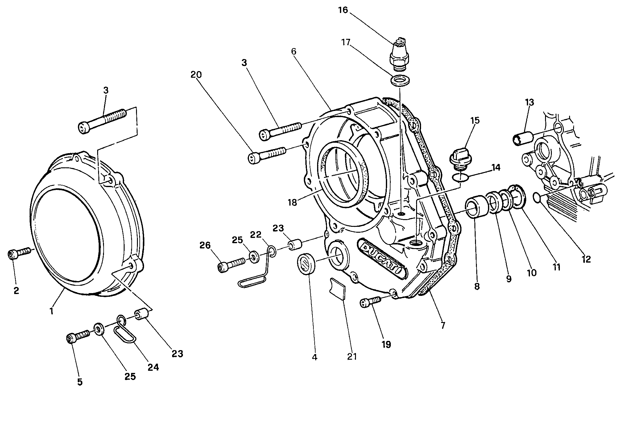 005 COUVERCLE EMBRAYAGE POUR SUPERBIKE 888 SP5 1993