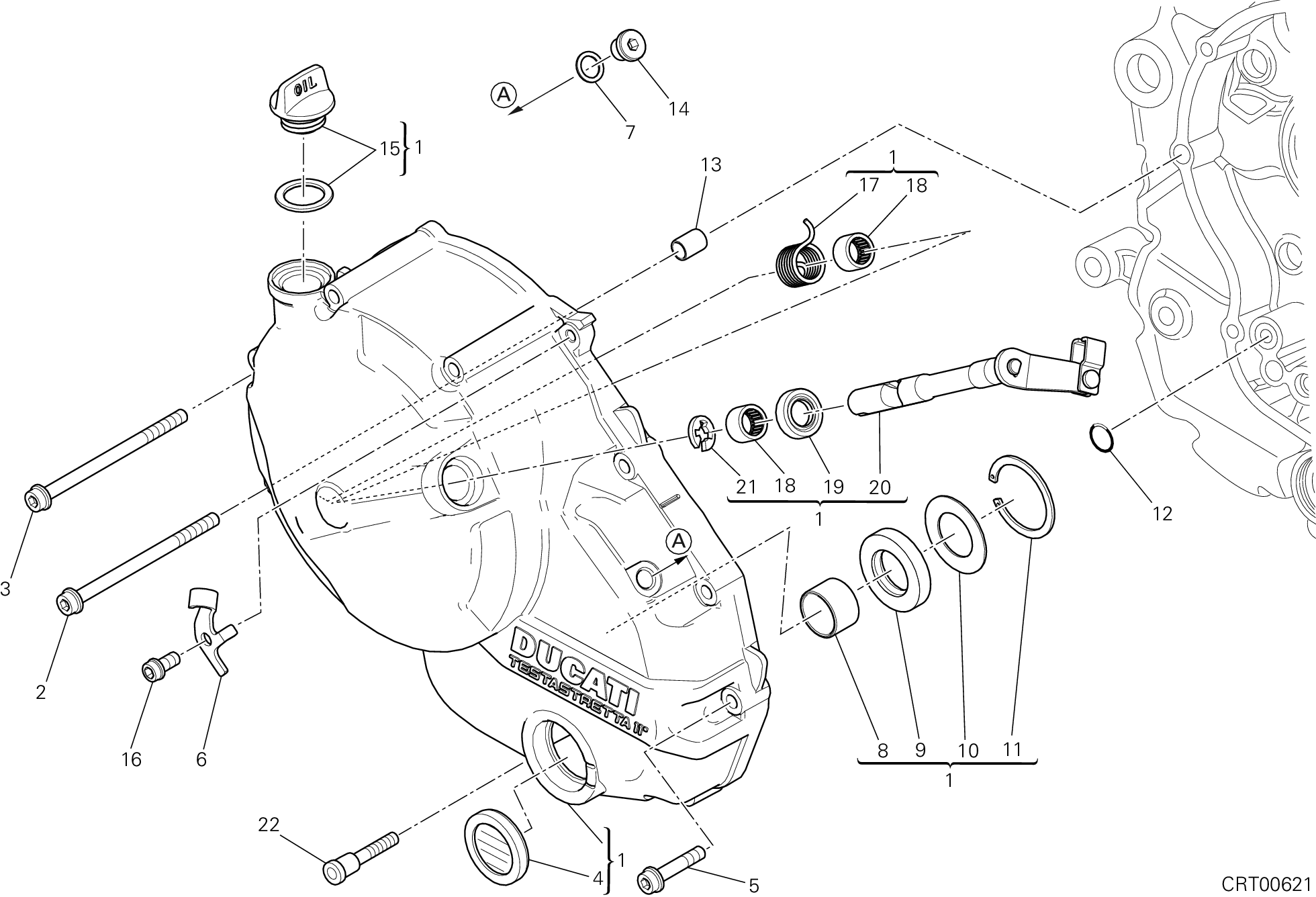 005 COUVERCLE EMBRAYAGE POUR HYPERMOTARD HYPERSTRADA 2014