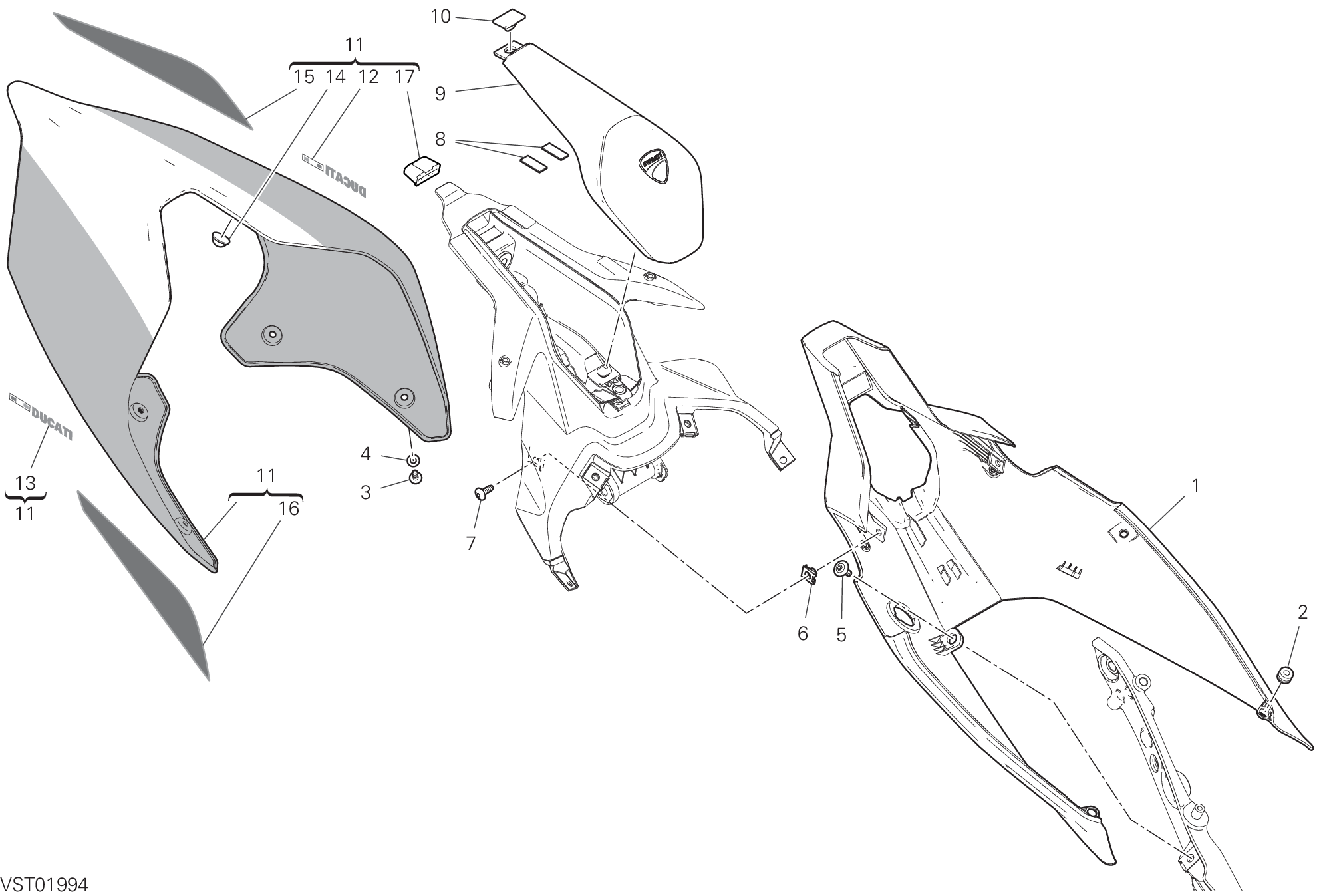 37D QUEUE DE CARENAGE POUR SUPERBIKE PANIGALE V4 SPECIALE 2019