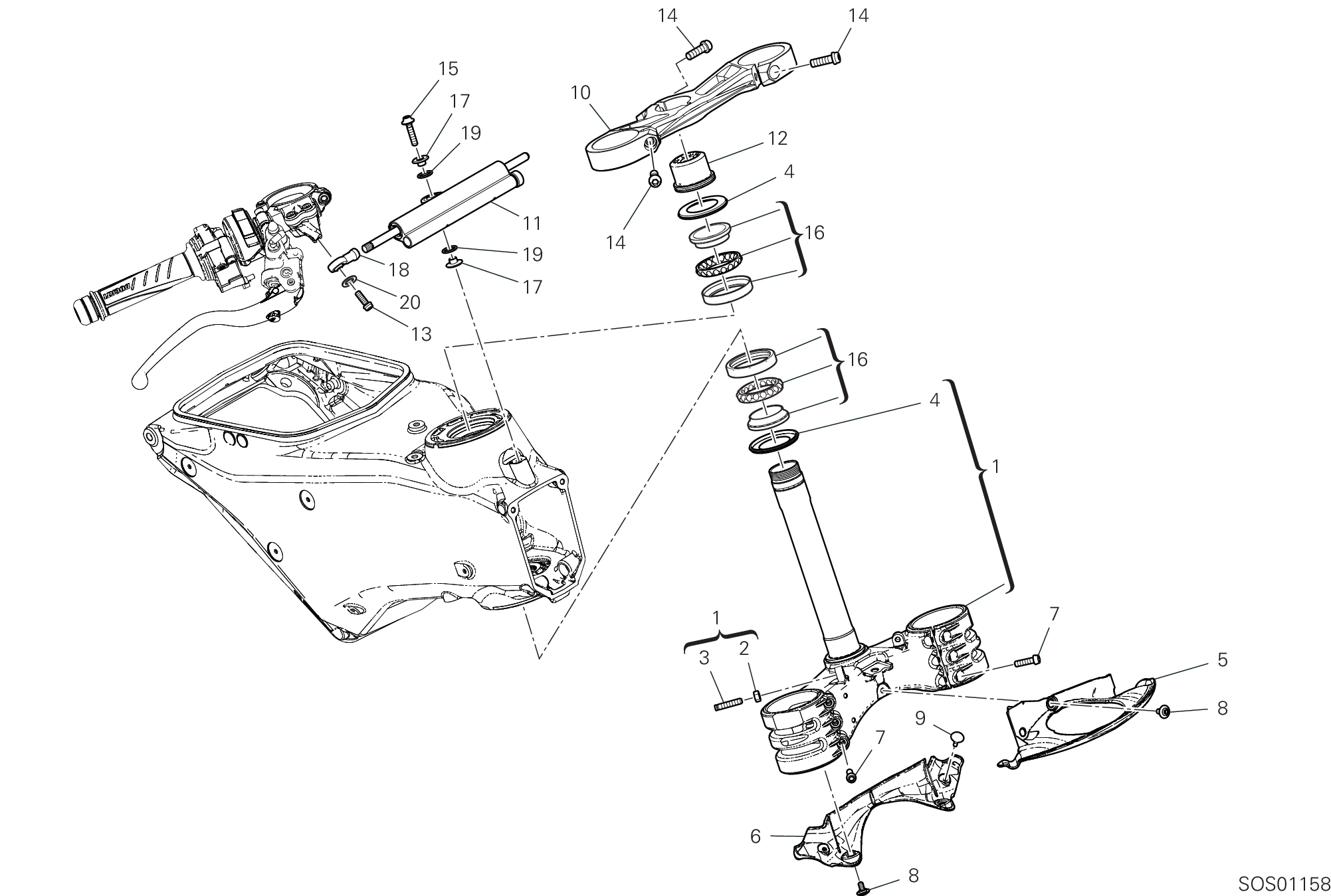 18A ENSEMBLE DIRECTION POUR SUPERBIKE PANIGALE V2 TROY BAYLISS 2025