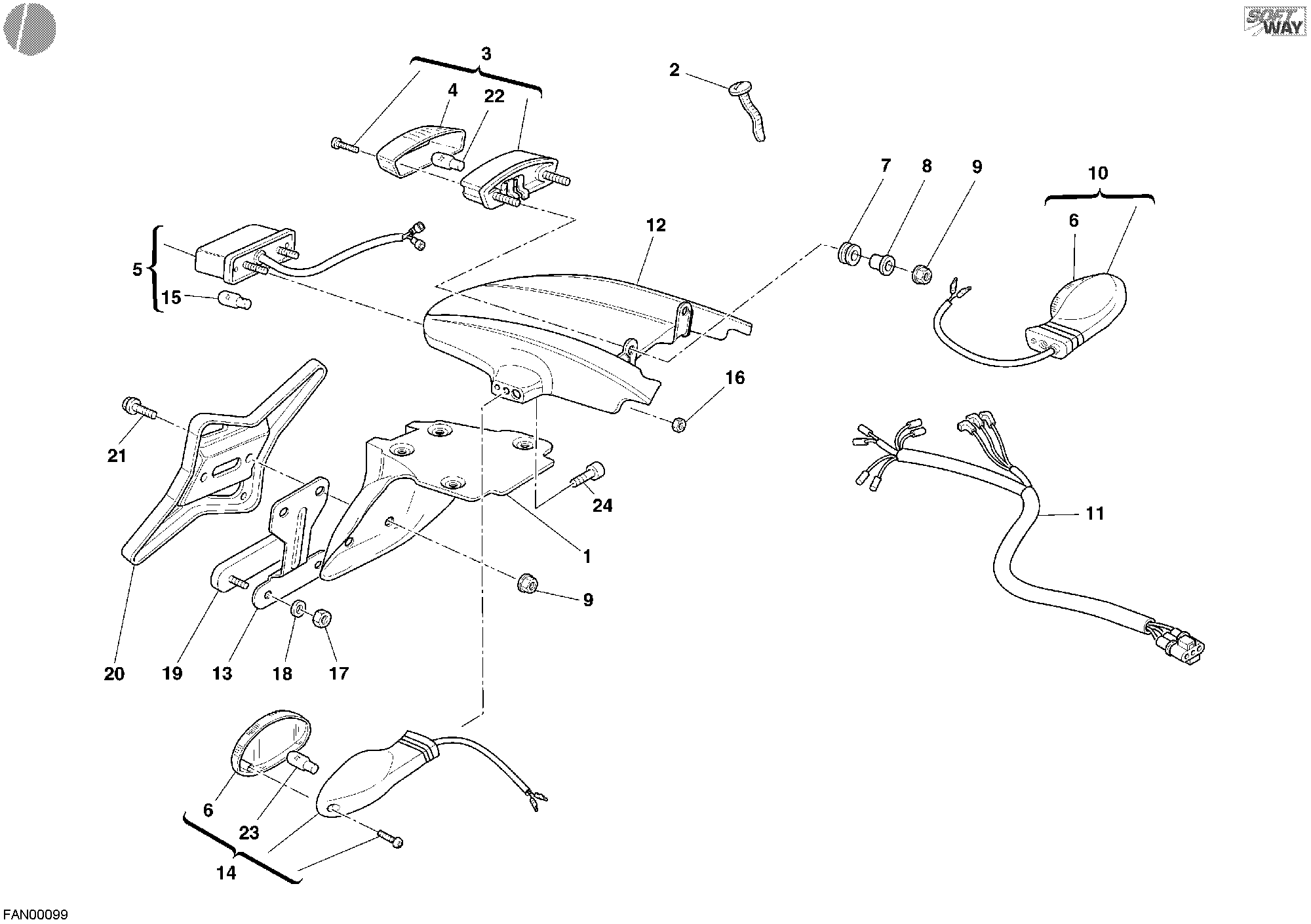 037 FEU ARRIERE POUR MONSTER S2R 800 2005