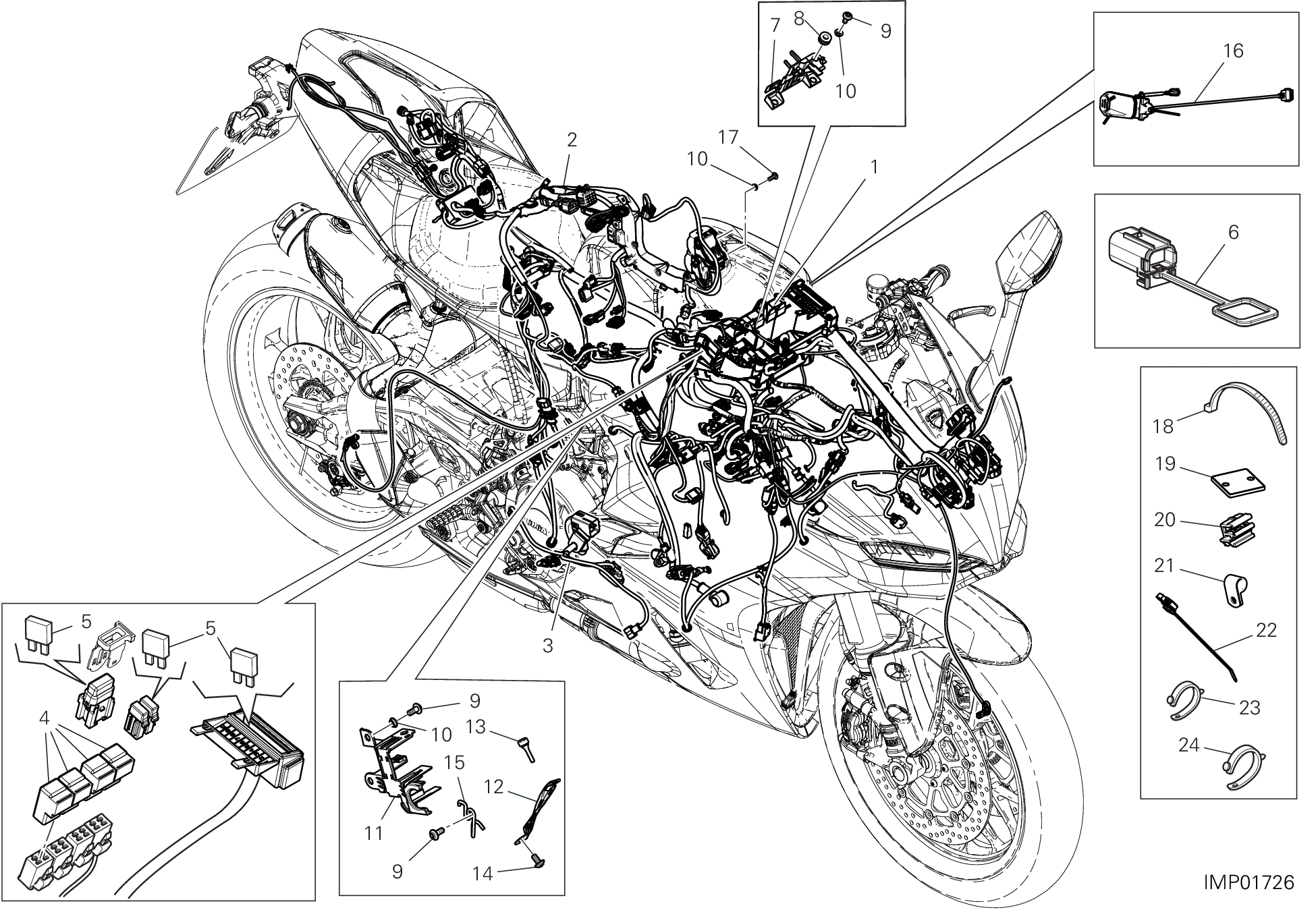 13D CIRCUIT ELECTRIQUE VEHICULE POUR SUPERBIKE PANIGALE V2 NEW 2025
