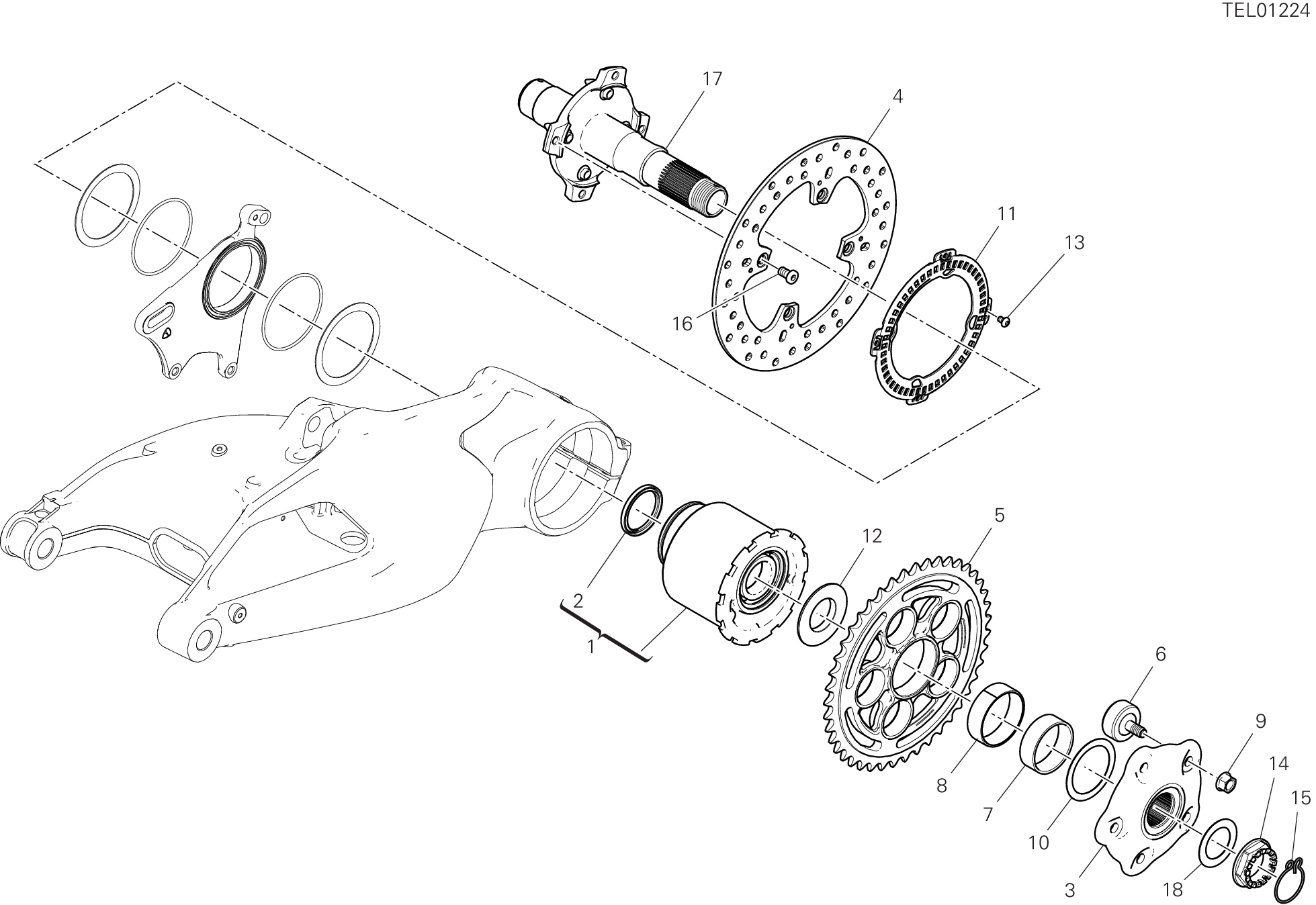 28B PIVOT ROUE ARRIERE POUR HYPERMOTARD 950 2019