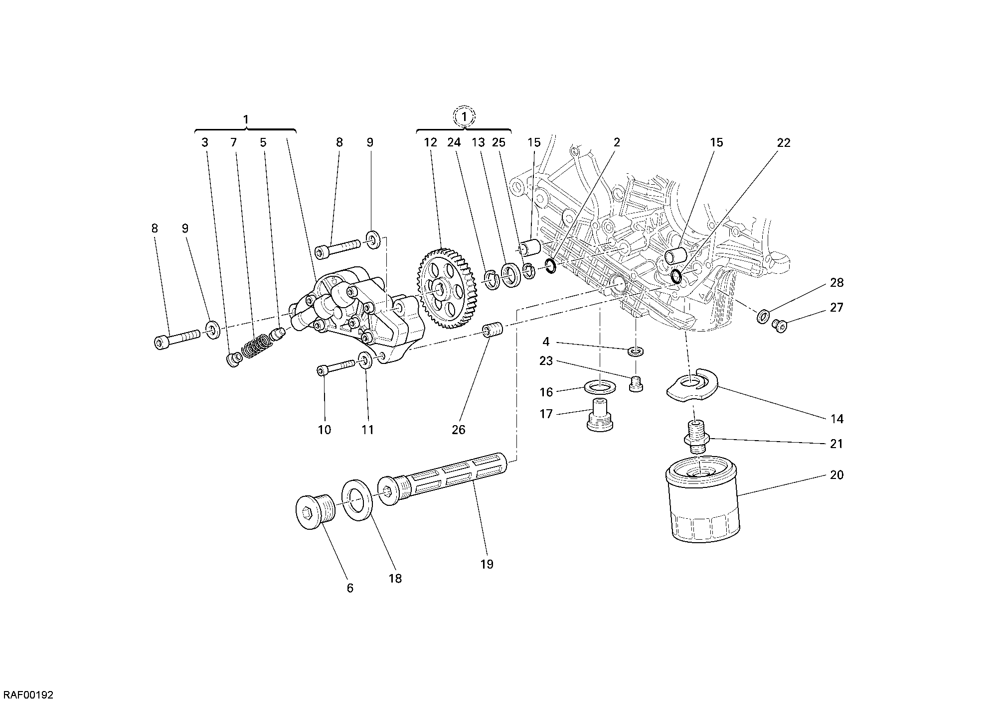 009 POMPE A HUILE FILTRE POUR SUPERBIKE 749 DARK 2005
