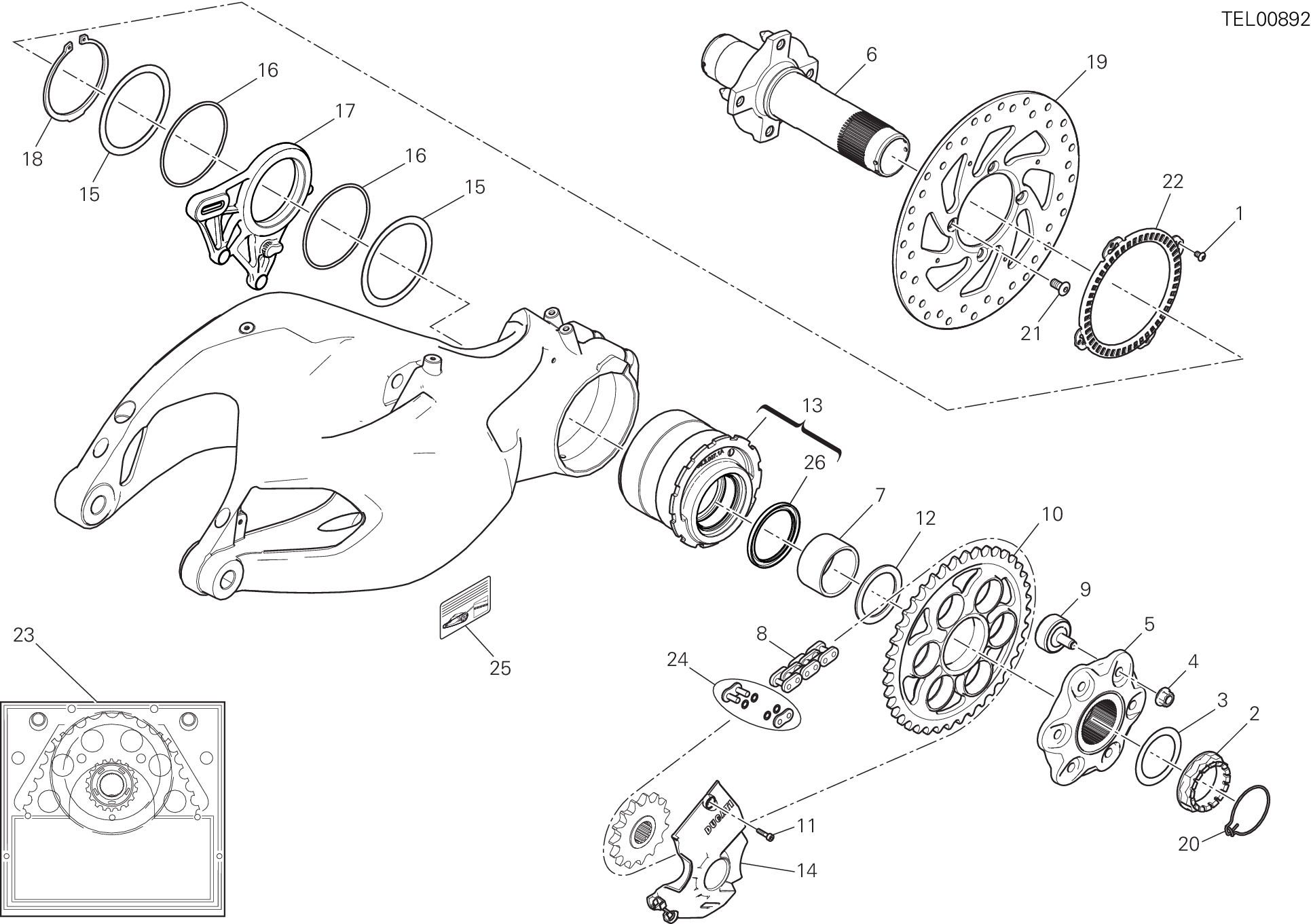 26A MOYEU ROUE ARRIERE POUR MULTISTRADA 1200 ABS 2015