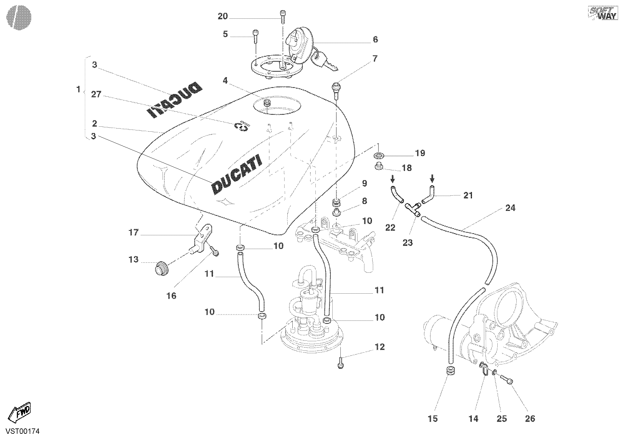 034 RESERVOIR CARBURANT POUR SUPERBIKE 748 E 2002
