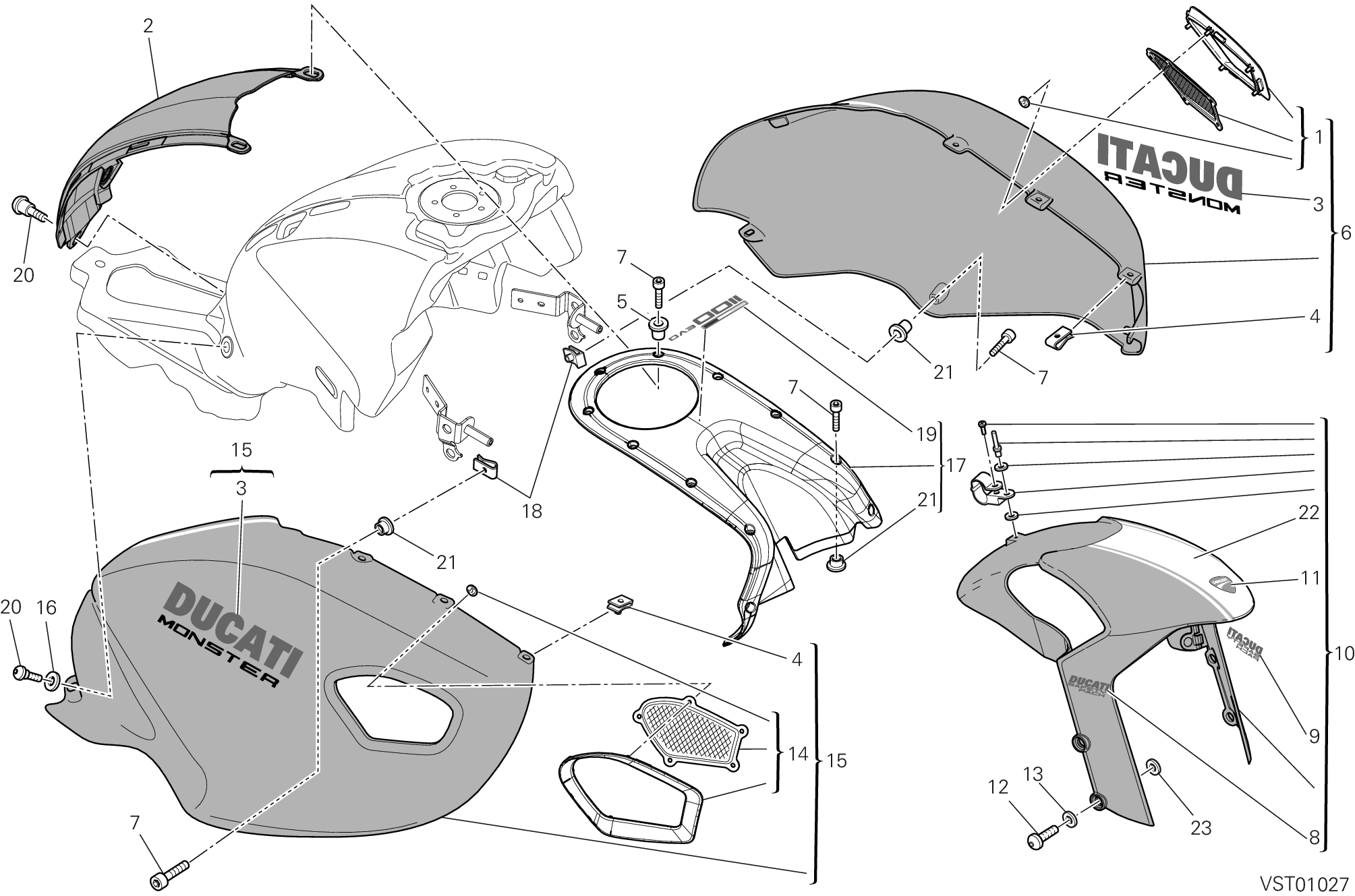 038 HABILLAGE POUR MONSTER 1100 EVO ABS 2012