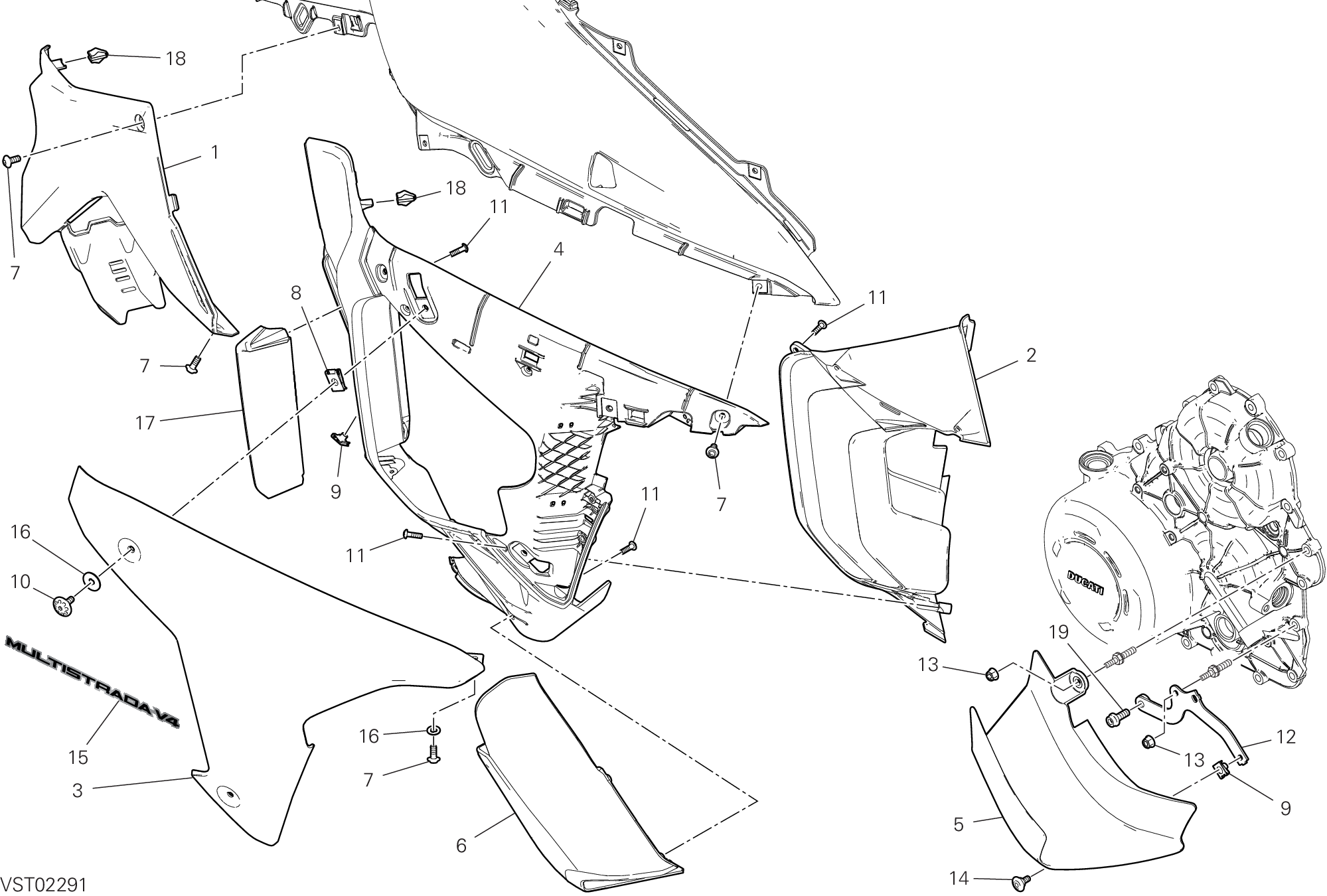 37E PANNEAU LATERAL DROIT POUR MULTISTRADA V4 2022