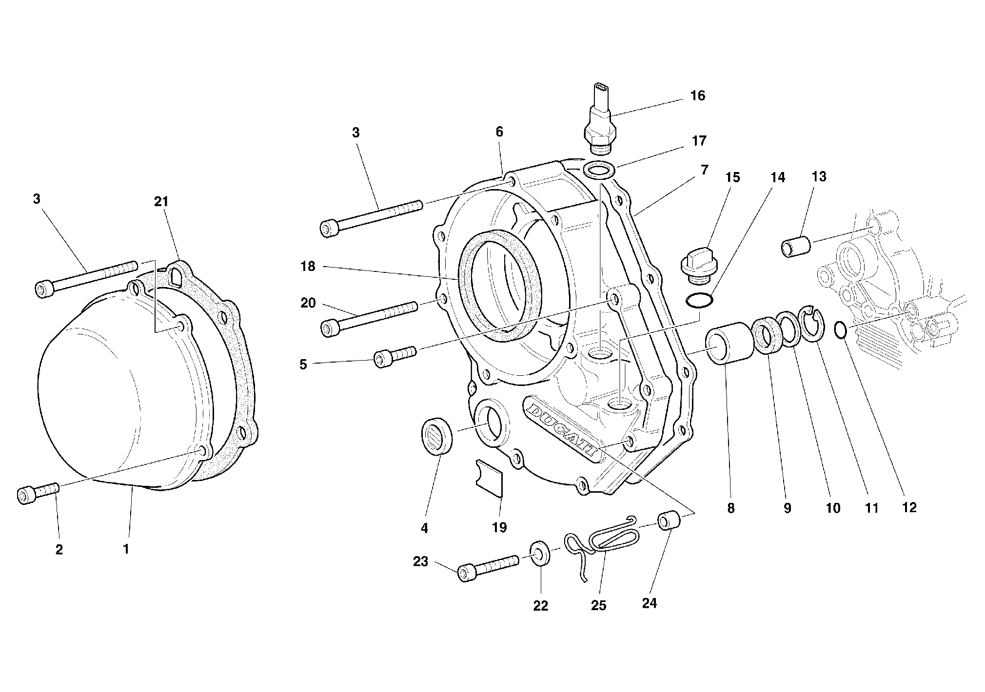 005 COUVERCLE EMBRAYAGE POUR MONSTER 900 2000