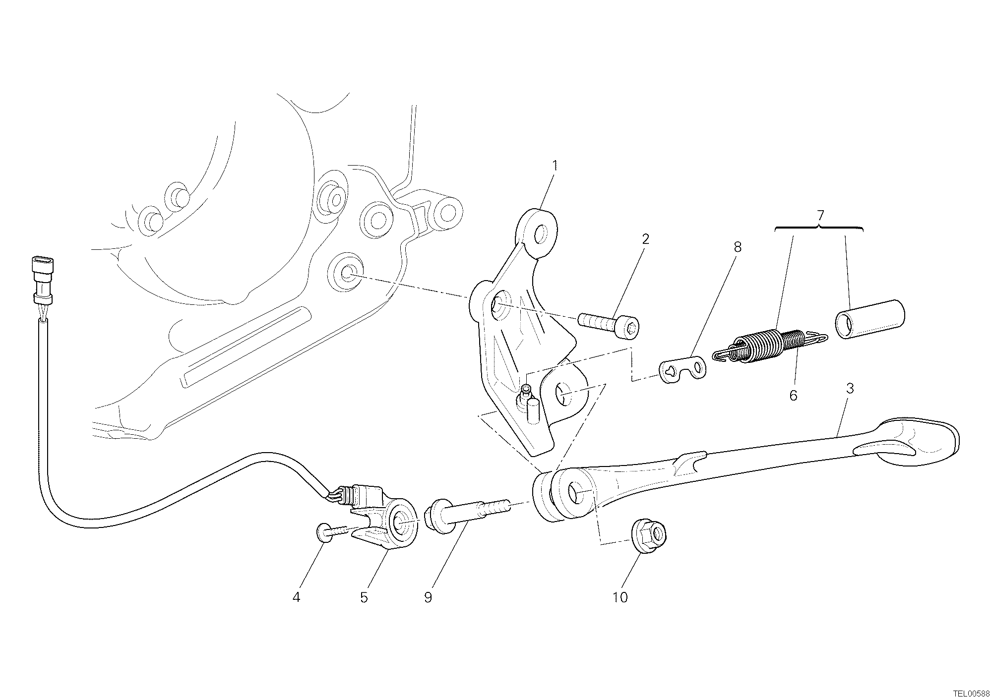 018 BEQUILLE LATERALE POUR HYPERMOTARD 1100 EVO 2012