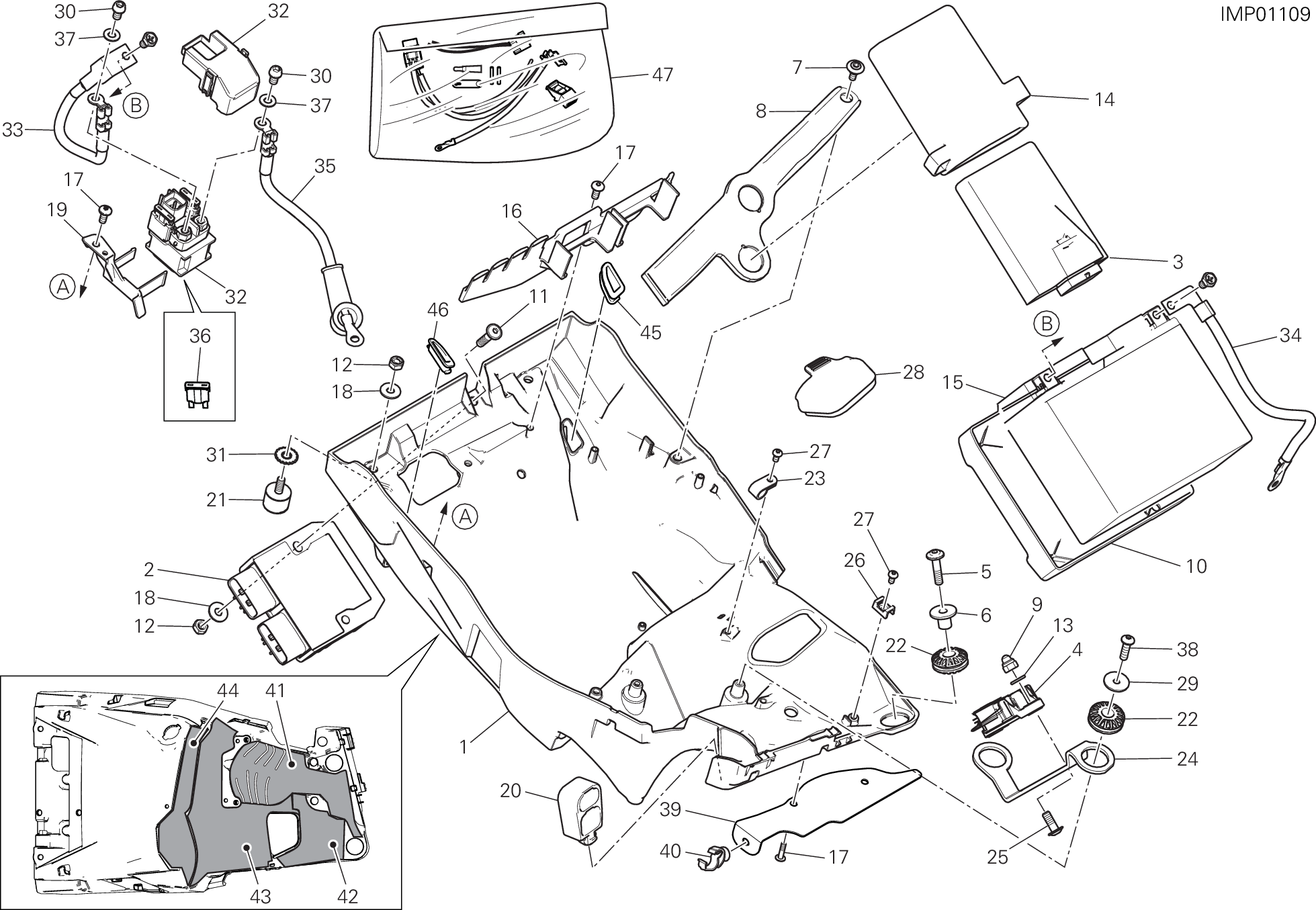 018 SUPPORT BATTERIE POUR MULTISTRADA 1200 S ABS 2016