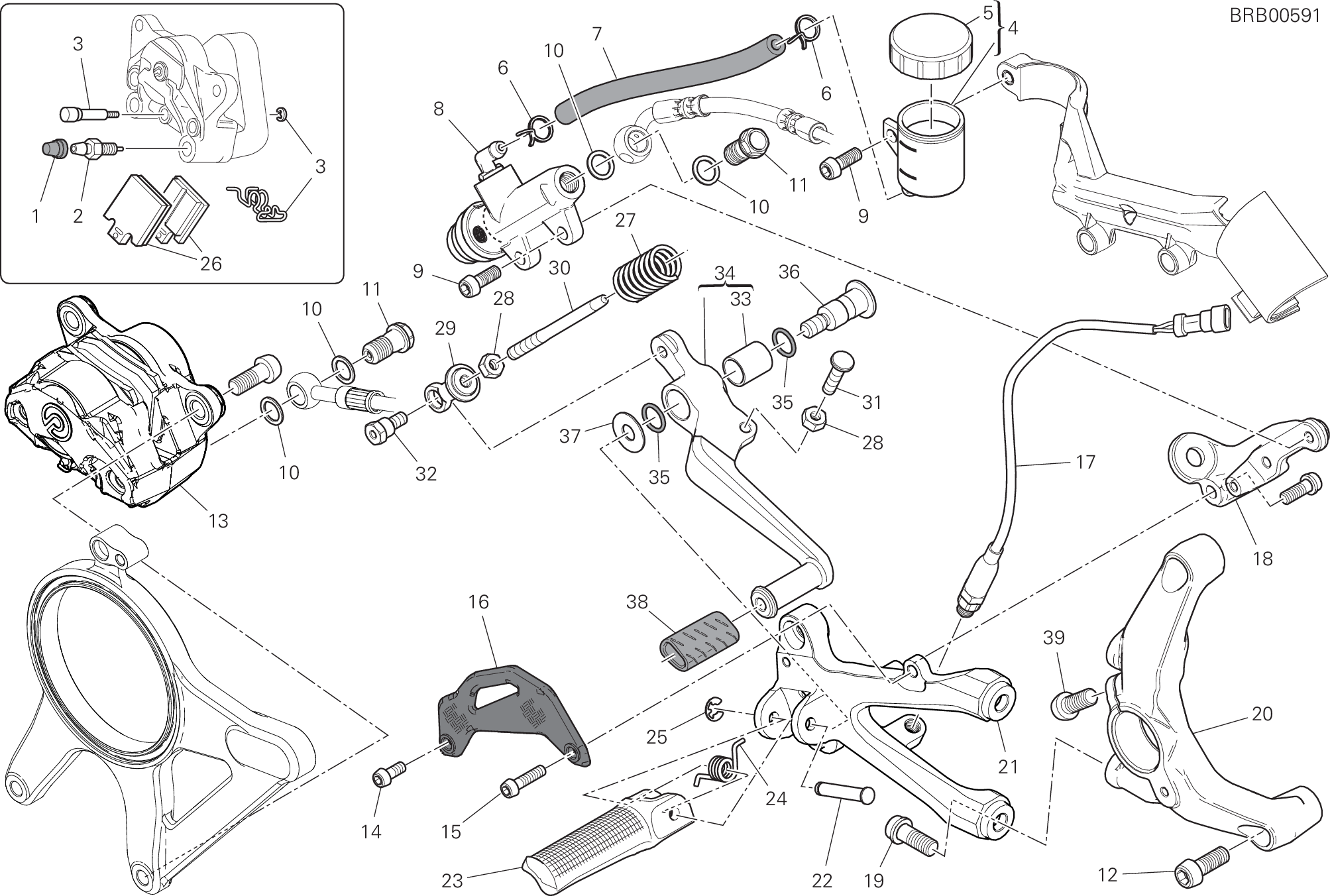025 SYSTEME DE FREIN ARRIERE POUR SUPERBIKE 1299 SUPERLEGGERA 2017