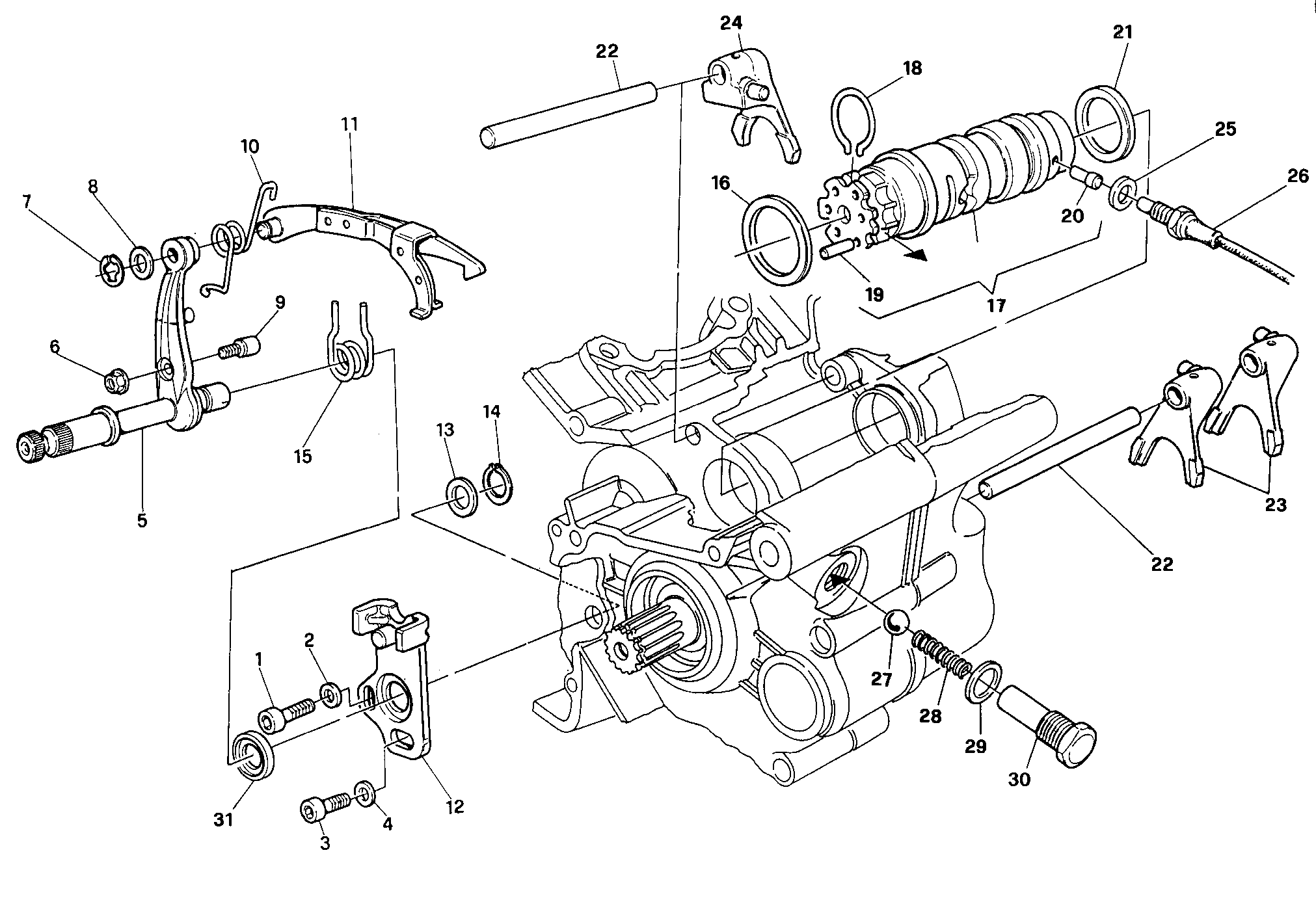 002 ARBRE SELECTEUR DE VITESSES POUR SUPERBIKE 907 IE 1990