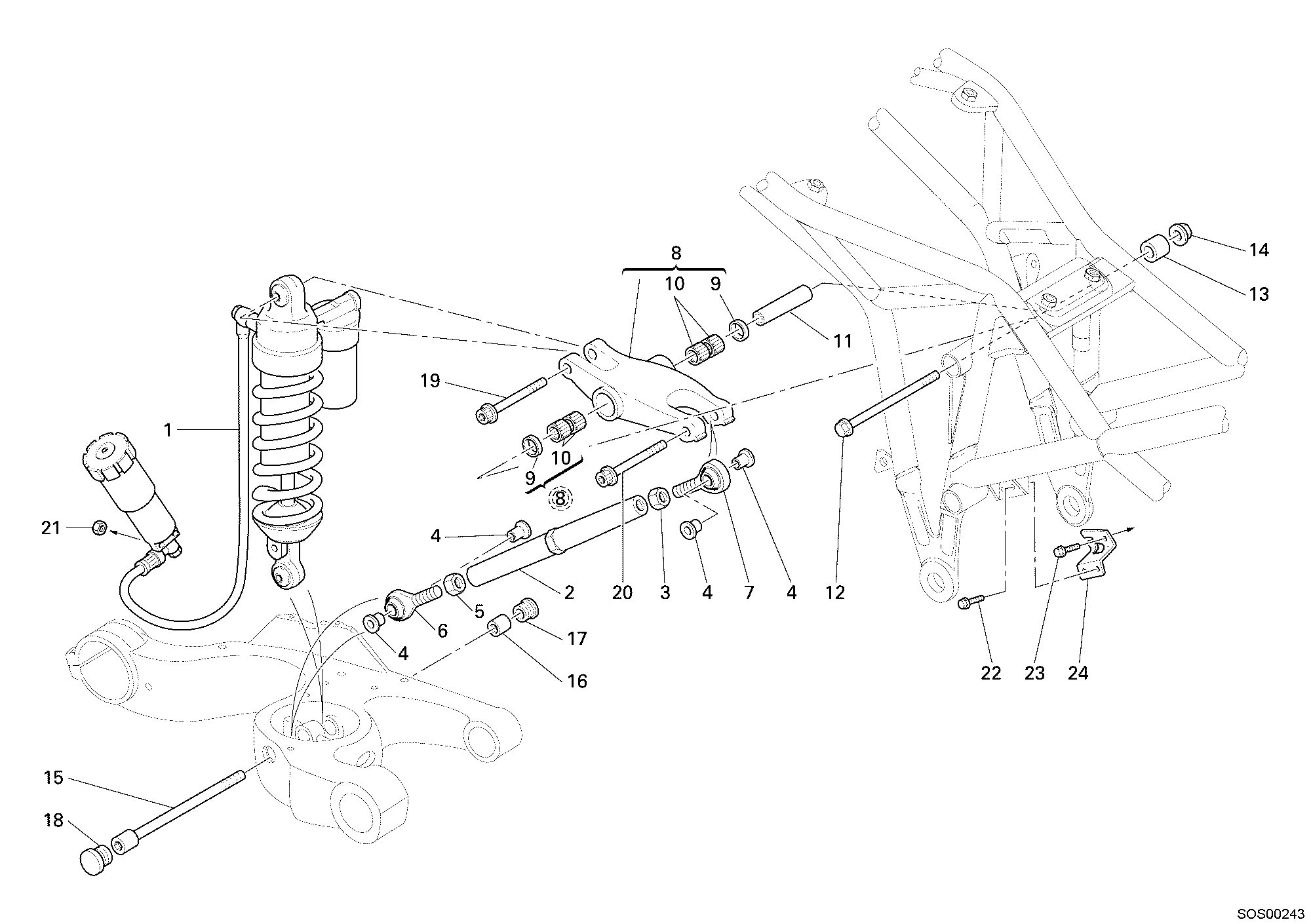 033 AMORTISSEUR ARRIERE POUR MULTISTRADA 1000 2005