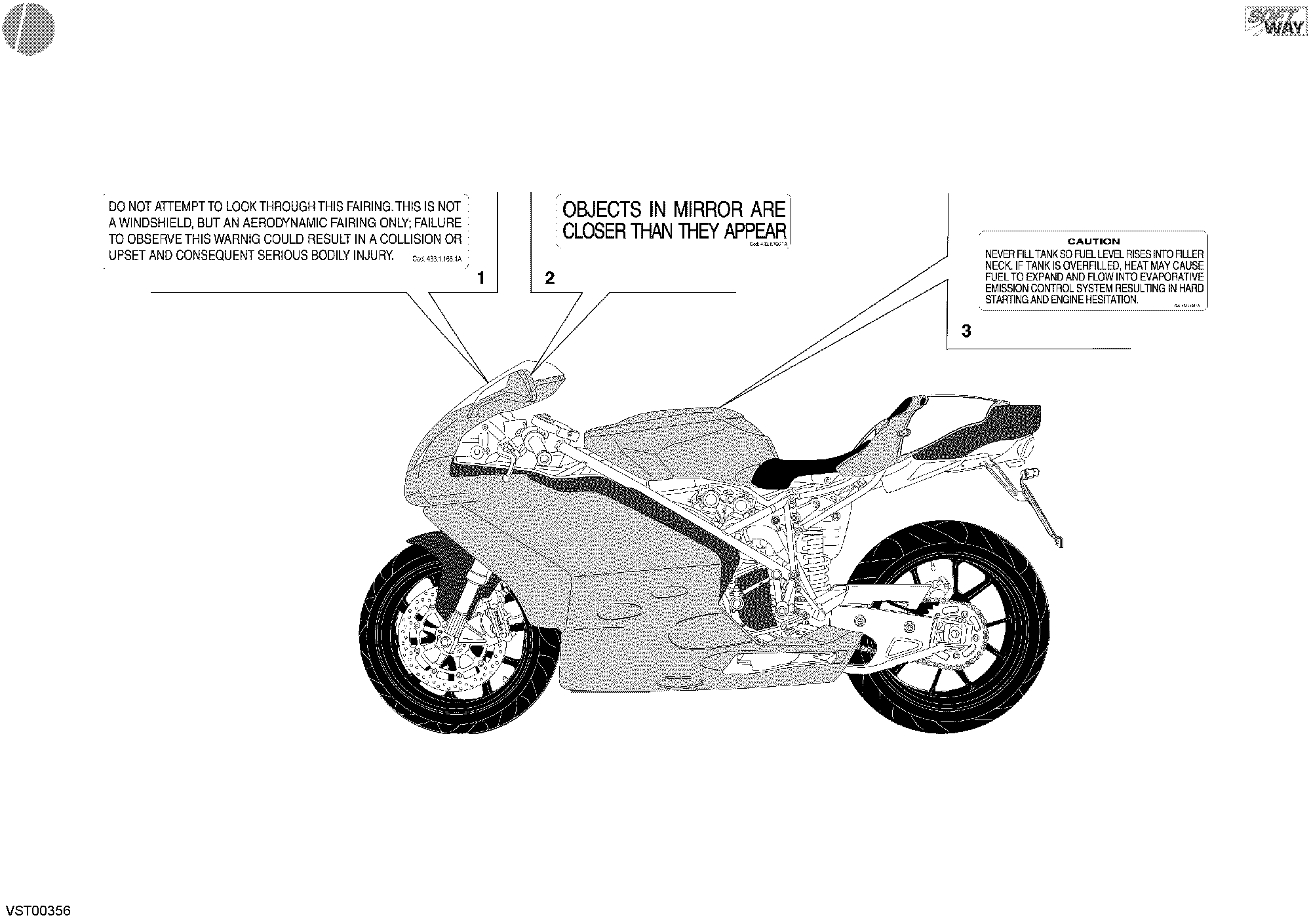 038 ETIQUETTES AVERTISSEMENT USA POUR SUPERBIKE 998 FINAL ED SINGLE SEAT 2004