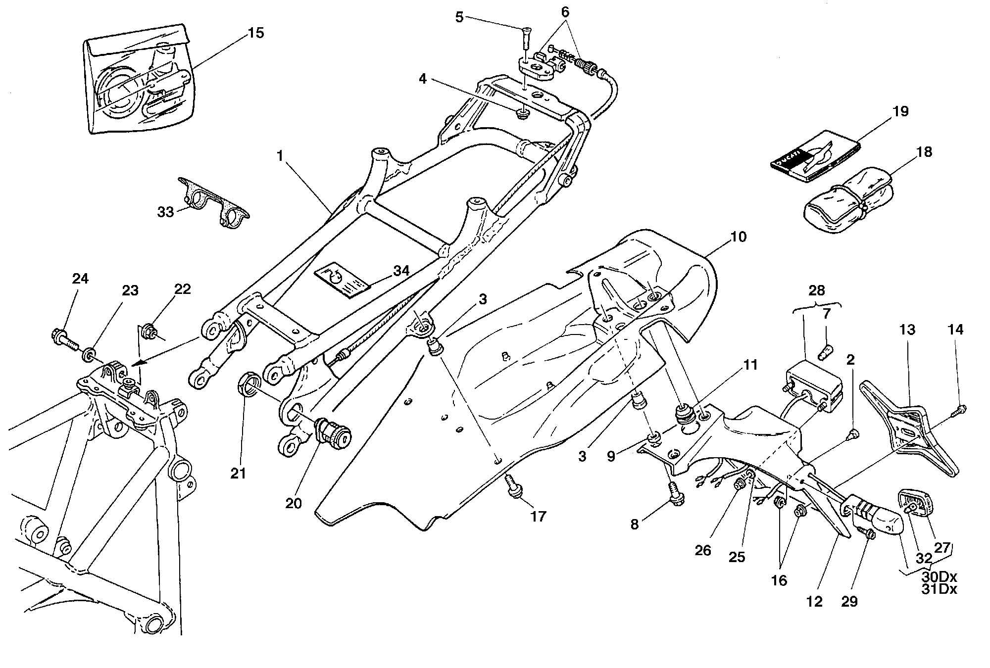 290 CADRE ARRIERE POUR SUPERBIKE 996 SPS 1999