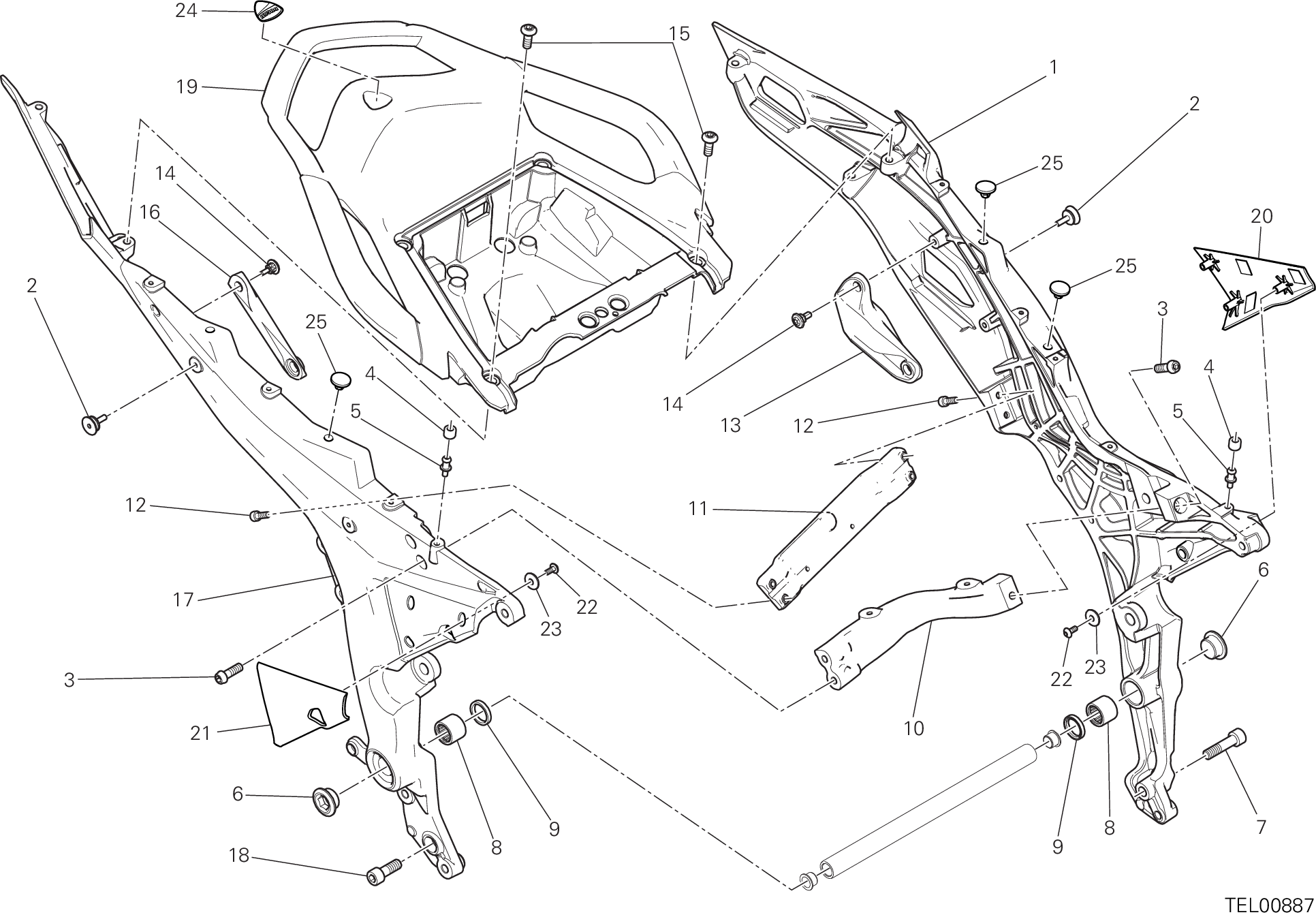 027 BRIDE ARRIERE POUR MULTISTRADA 1200 TOURING 2015