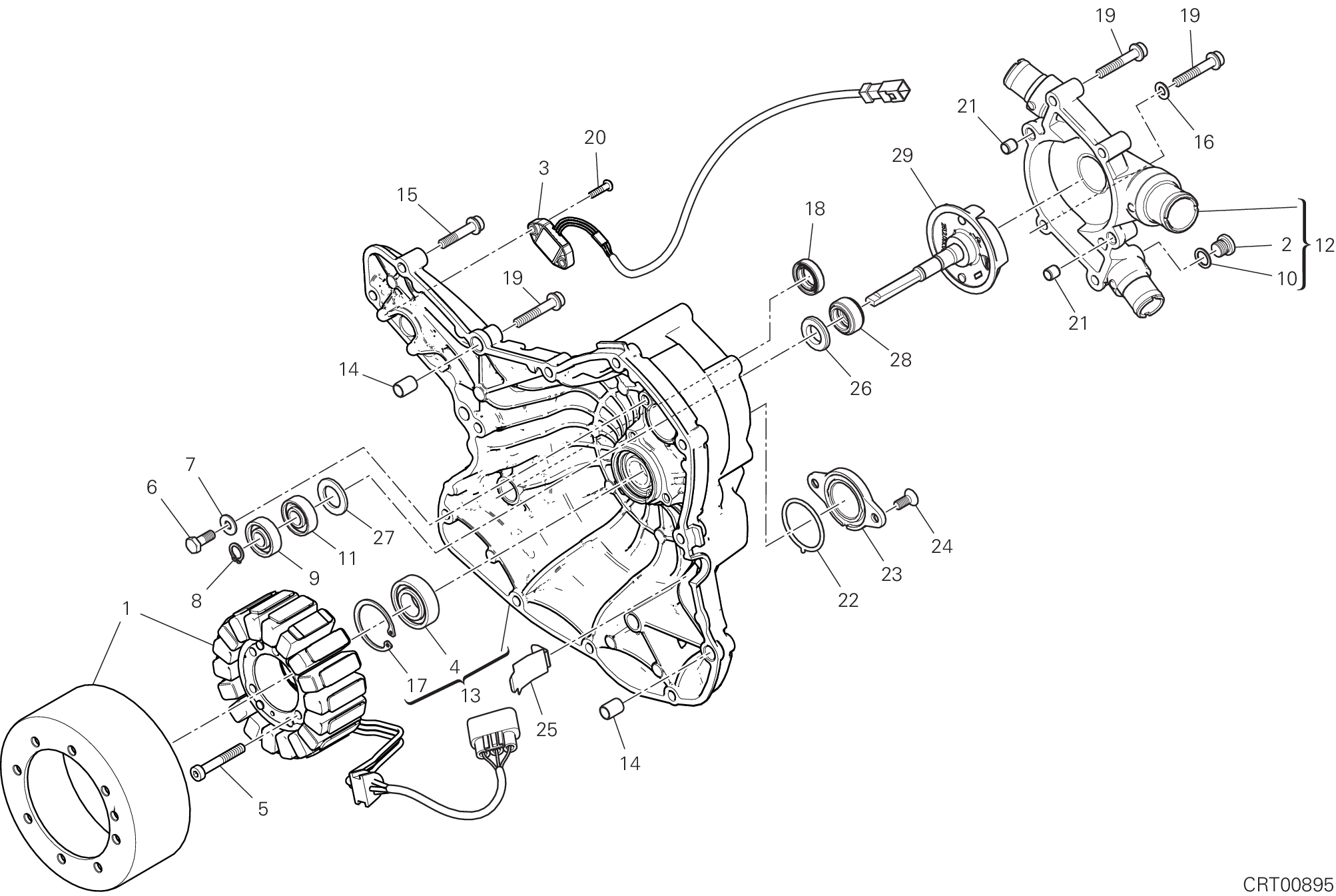 011 POMPE A EAU COUVERCLE DALTERNATEUR POUR SUPERSPORT 950 2022