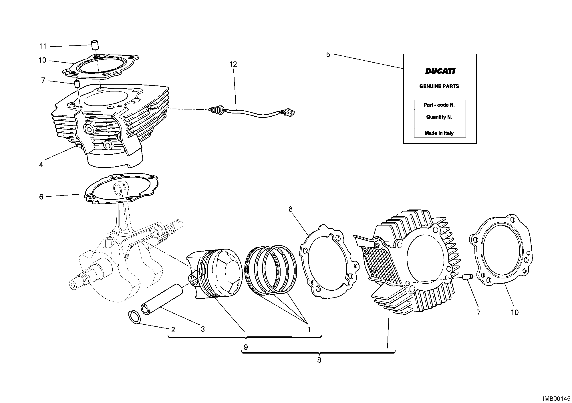 007 CYLINDRE PISTON POUR MONSTER 696 ABS 2010