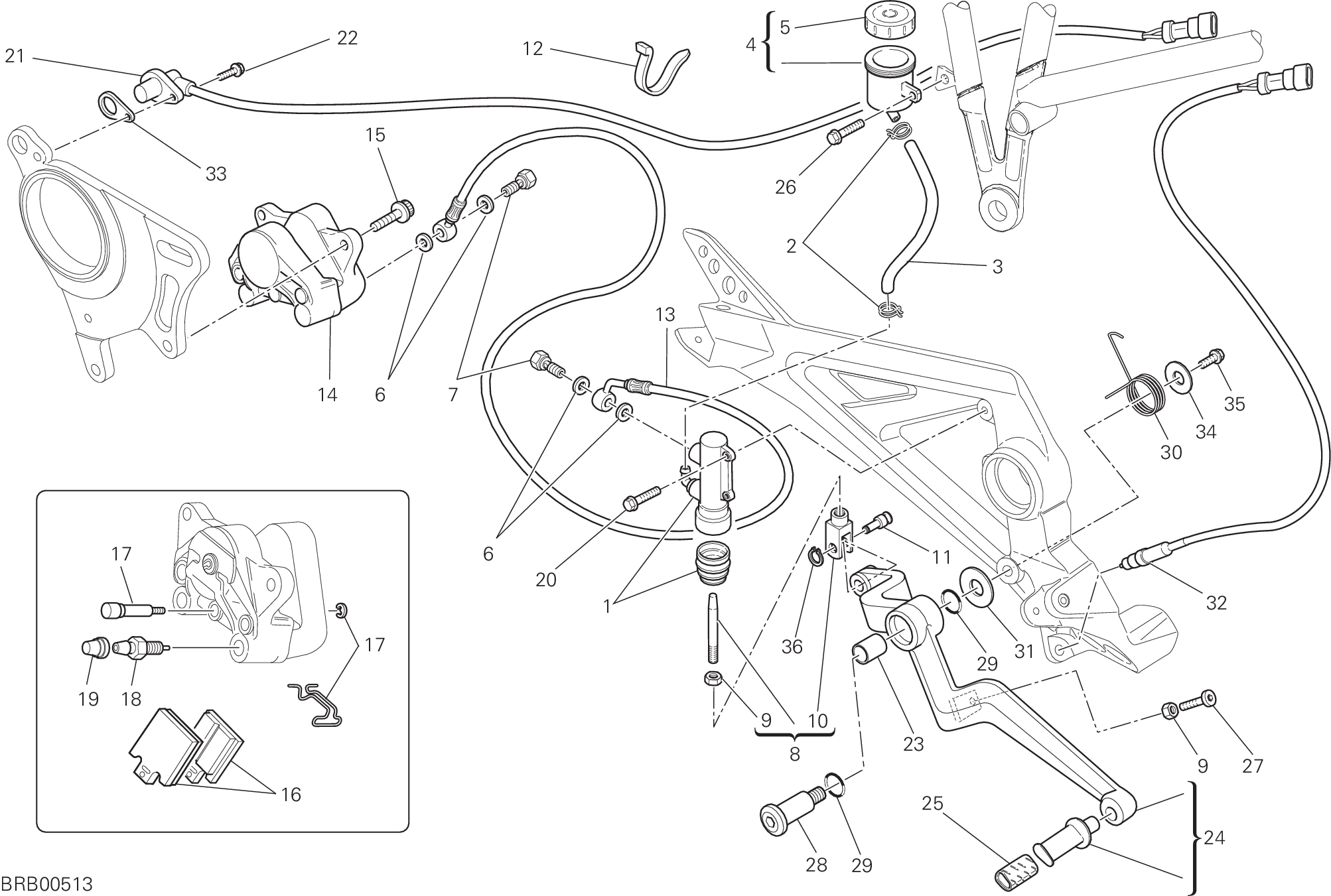 029 SYSTEME DE FREIN ARRIERE POUR HYPERMOTARD 796 2012