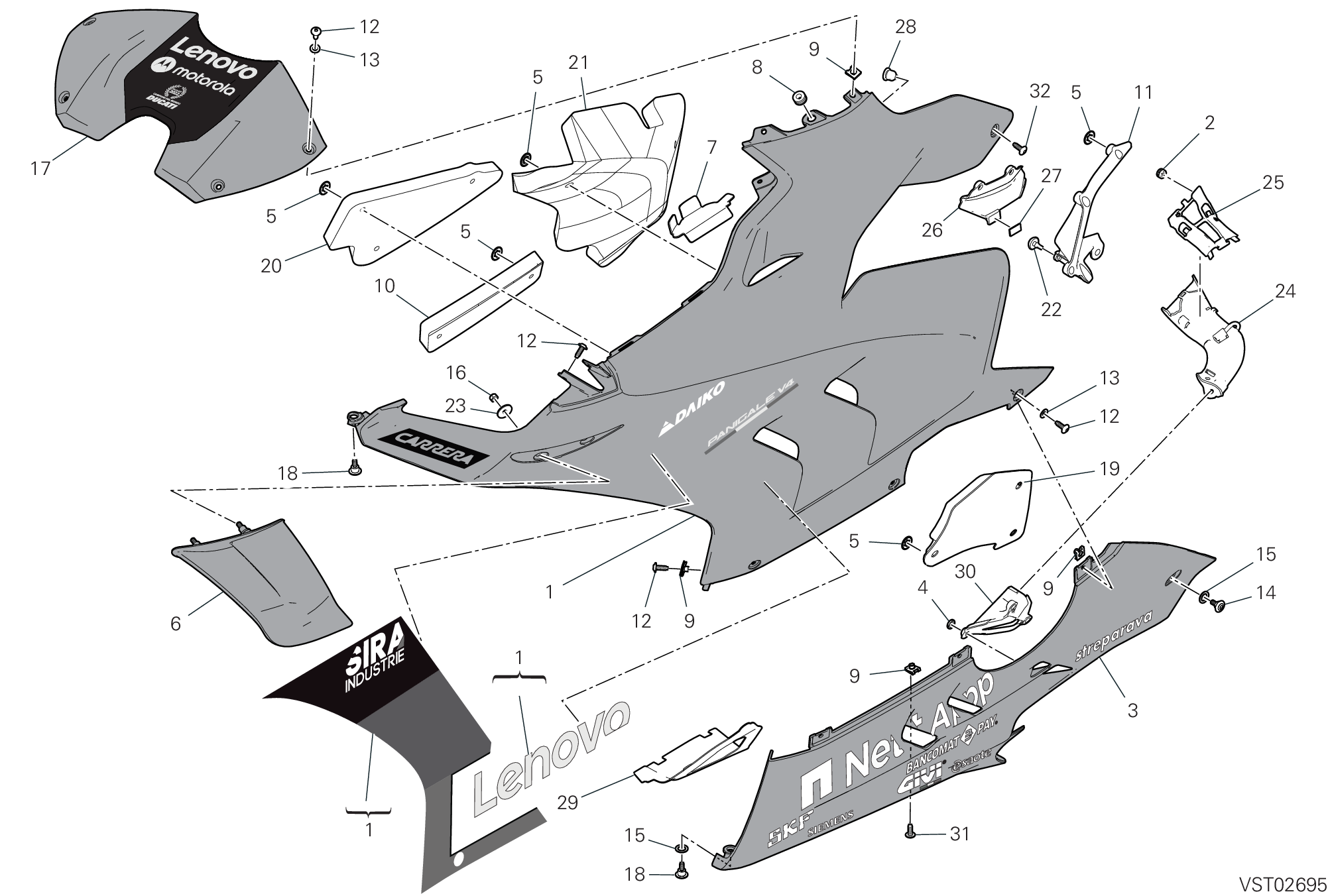 37C CARENE GAUCHE POUR SUPERBIKE PANIGALE V4 2022 WORLD CHAMPION MOTOGP REPLICA 63 2024