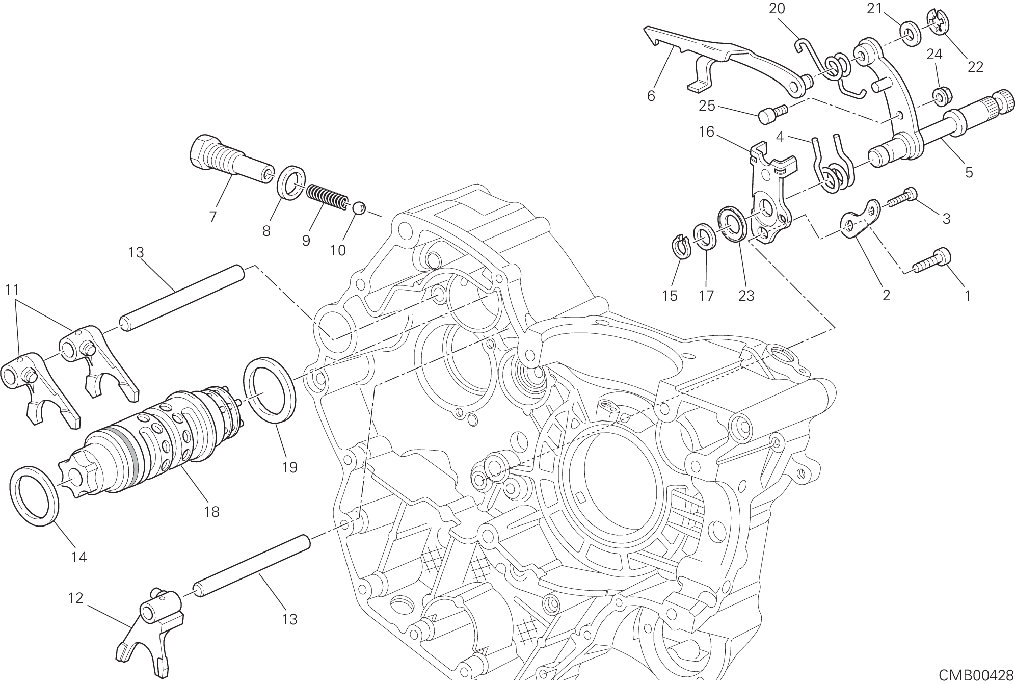 002 TAMBOUR CHANGEMENT VITESSE FOURCHETTE POUR HYPERMOTARD SP 2014