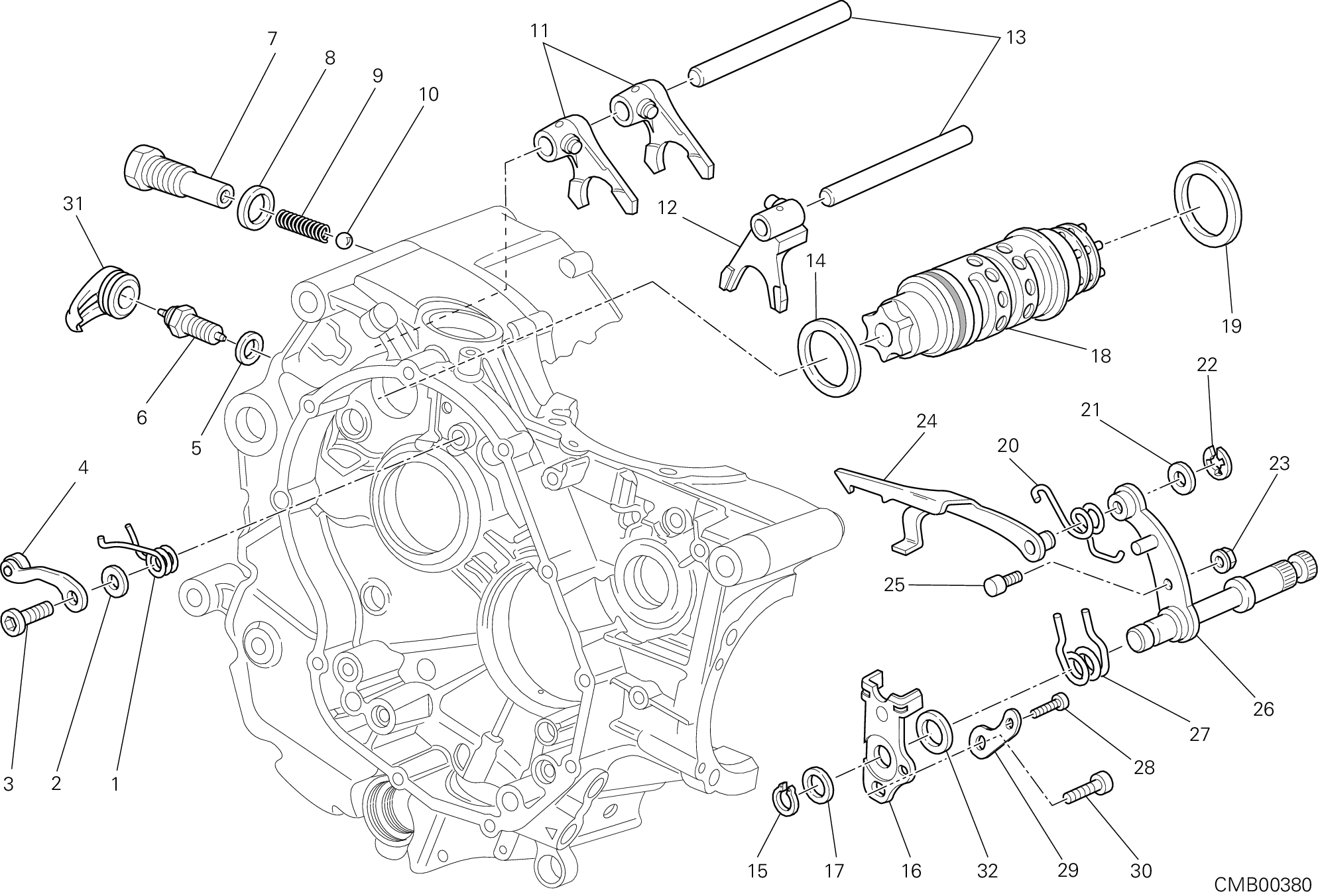 002 TAMBOUR CHANGEMENT VITESSE FOURCHETTE POUR HYPERMOTARD SP 2013