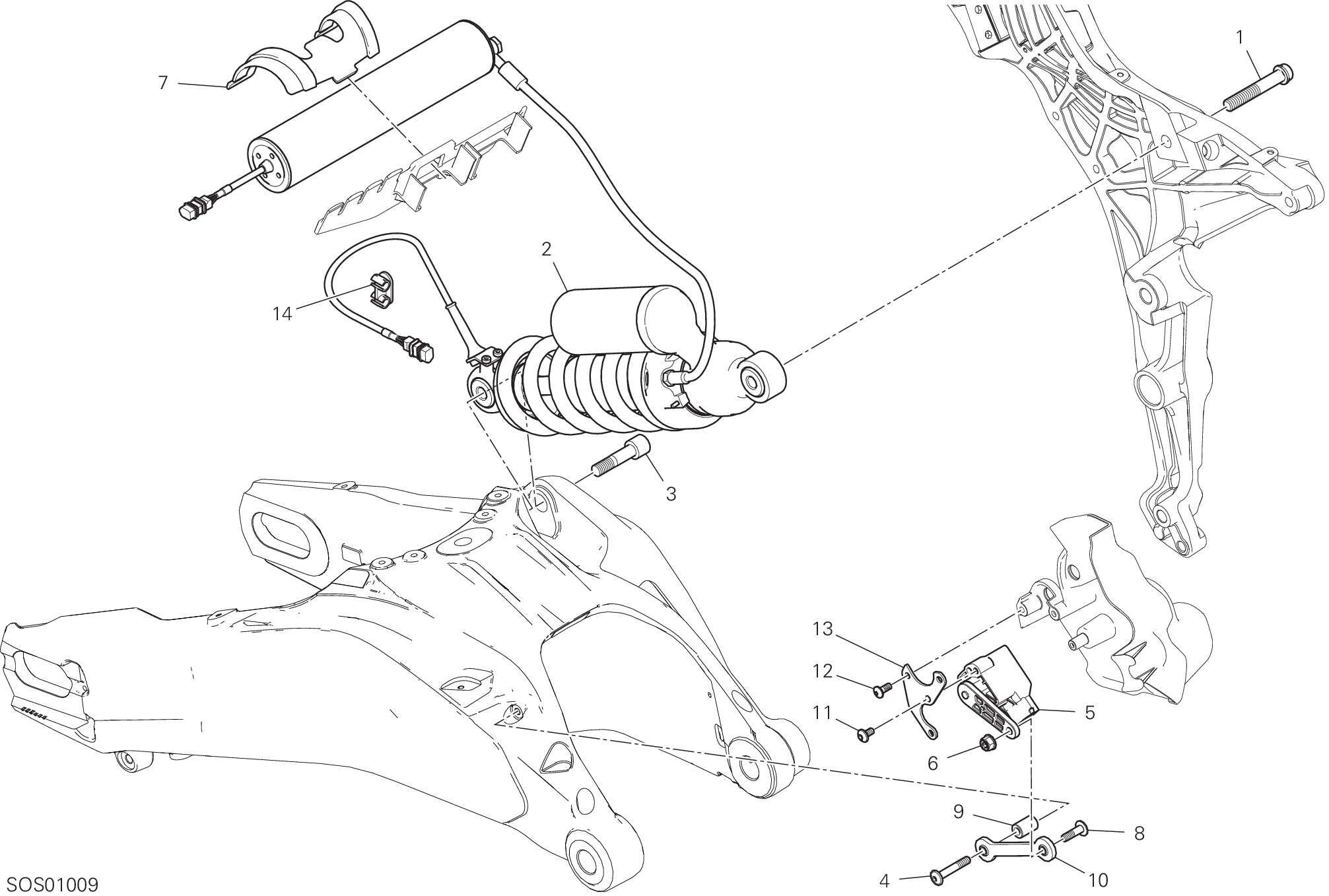 028 AMORTISSEUR ARRIERE POUR MULTISTRADA V2 S 2023