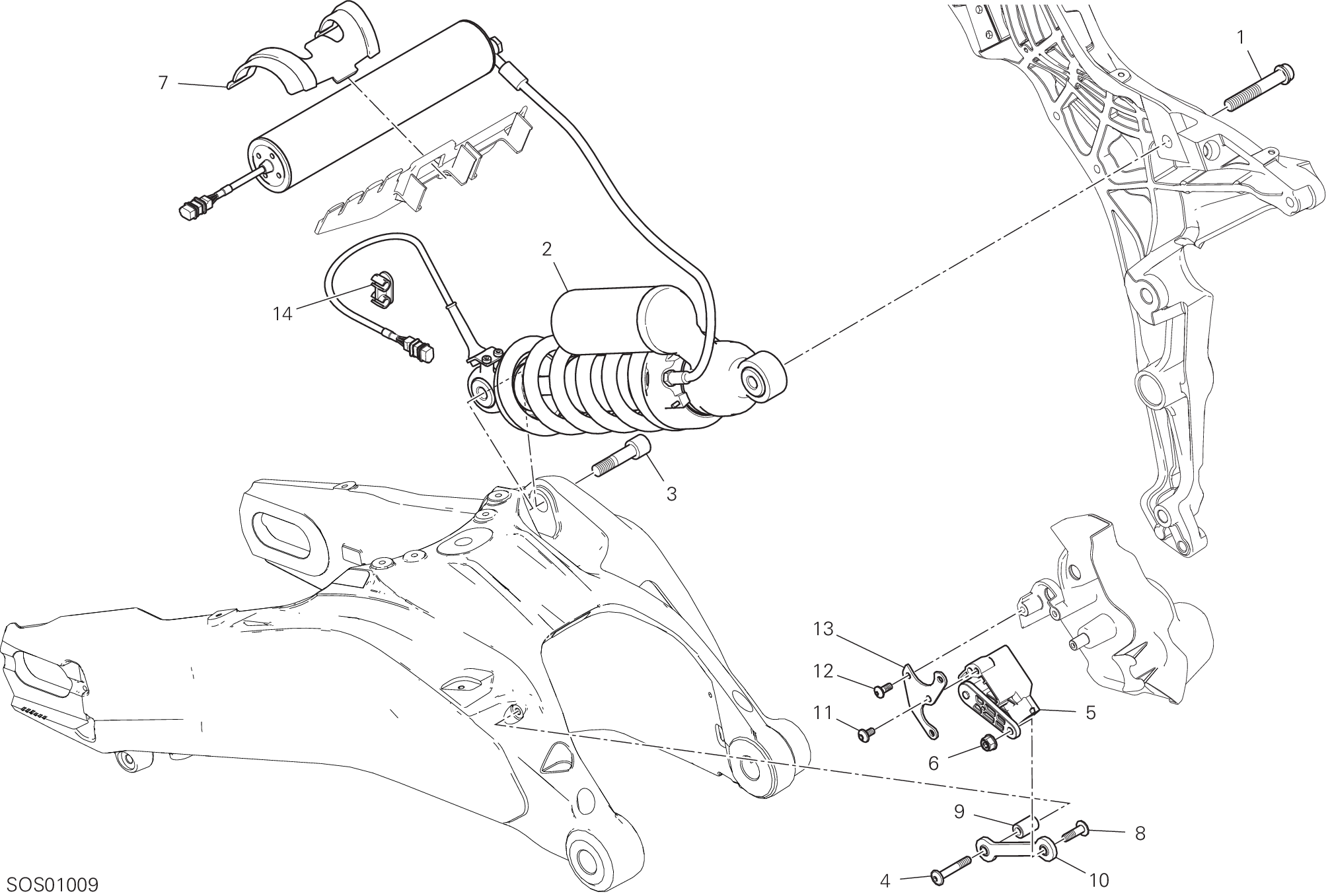 028 AMORTISSEUR ARRIERE POUR MULTISTRADA V2 S TRAVEL 2022