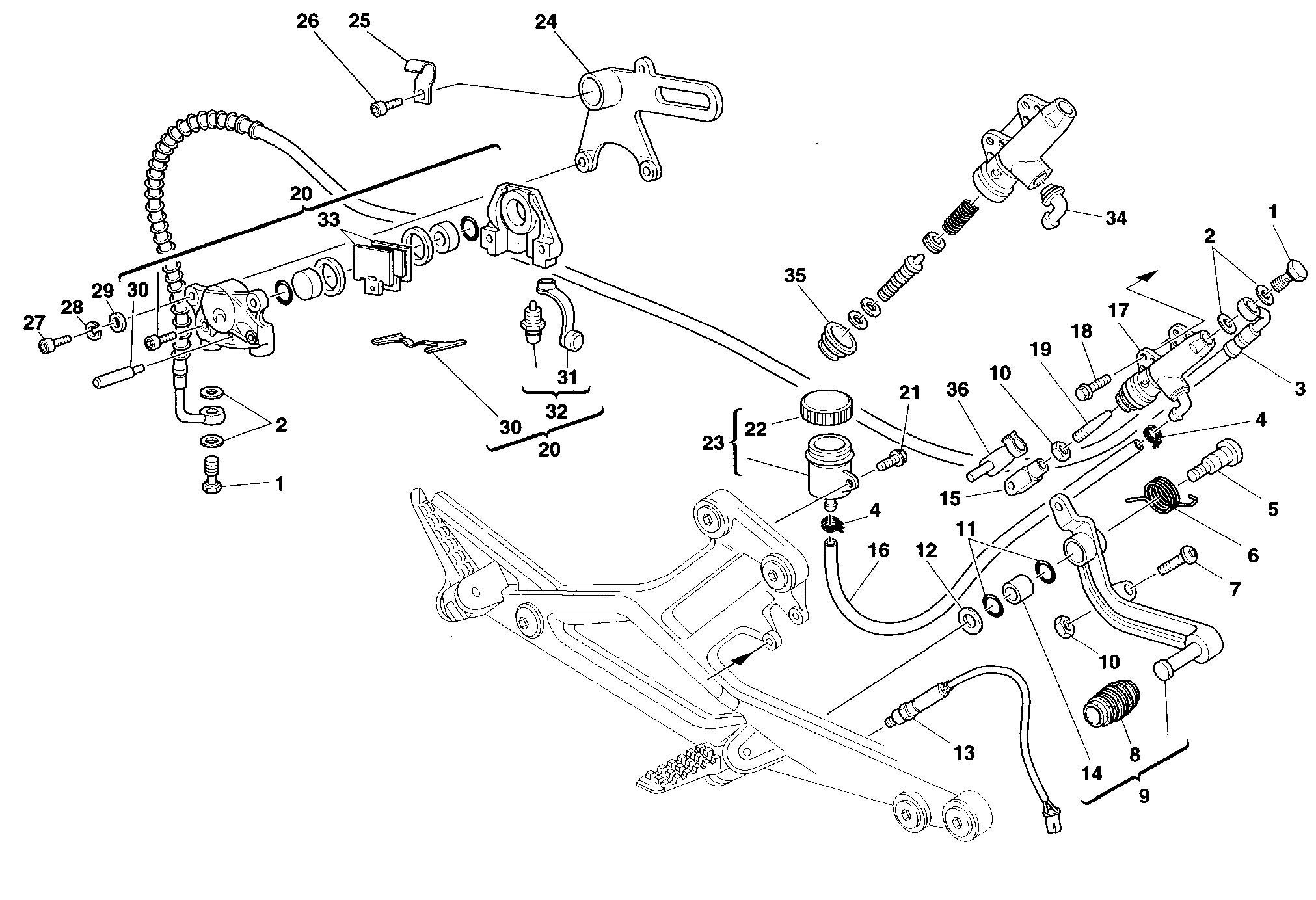 027 SYSTEME DE FREIN ARRIERE POUR MONSTER 600 1998