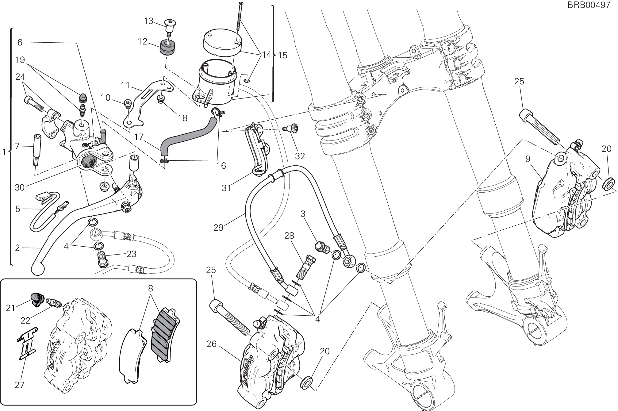 024 SYSTEME DE FREIN AVANT POUR SUPERBIKE PANIGALE R 2015