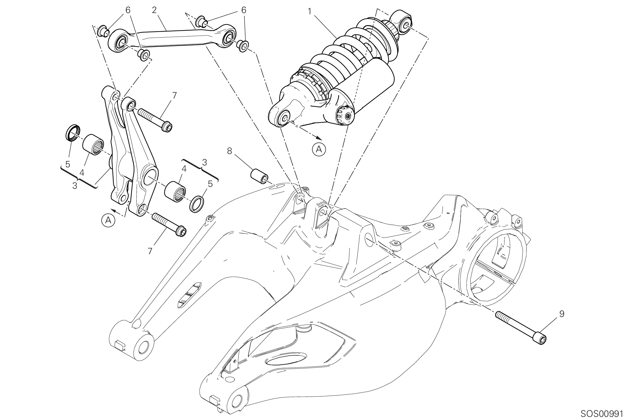 22A AMORTISSEUR ARRIERE POUR DIAVEL 1260 LAMBO 2021